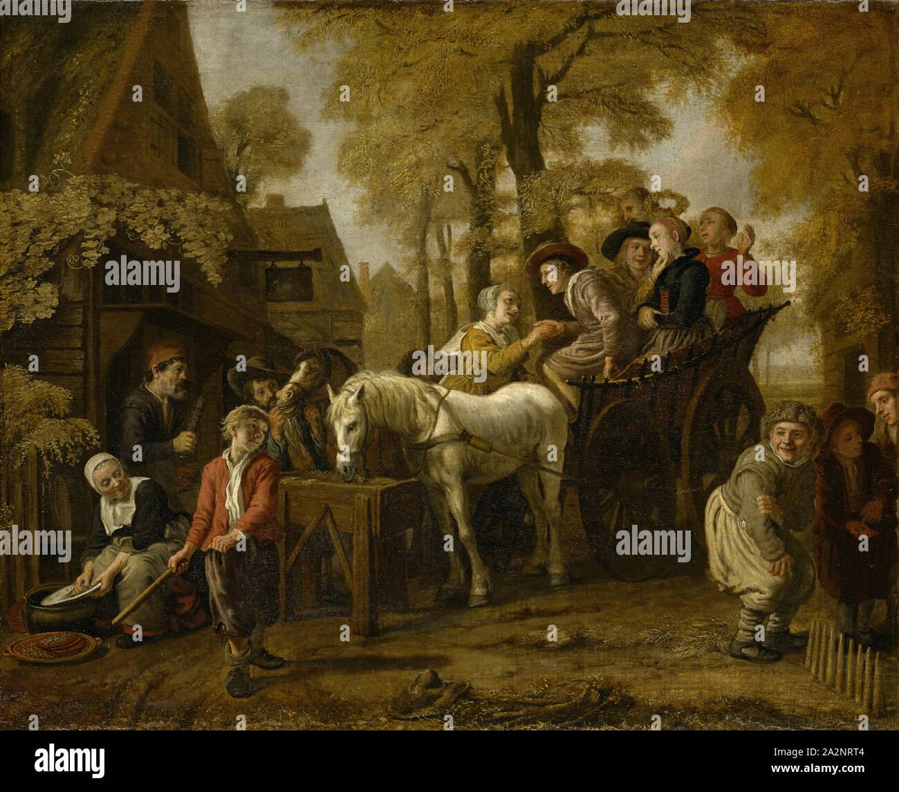 Rural Wedding, 1652, oil on canvas, 73 x 90 cm, Signed and dated on the crib: J. Victoors 1652, Jan Victors, Amsterdam (?) 1619–nach 1676 Ostindien Stock Photo