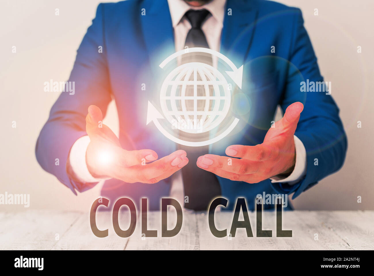 Text sign showing Cold Call. Business photo showcasing Unsolicited call made by someone trying to sell goods or services Stock Photo