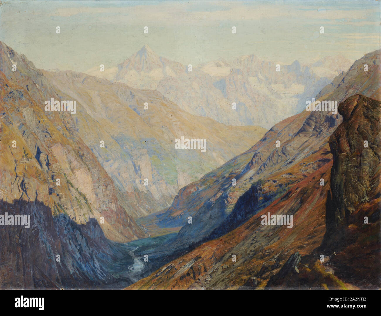 View of the valley of Zermatt, oil on canvas, 59 x 71 cm, Albert Gos ...