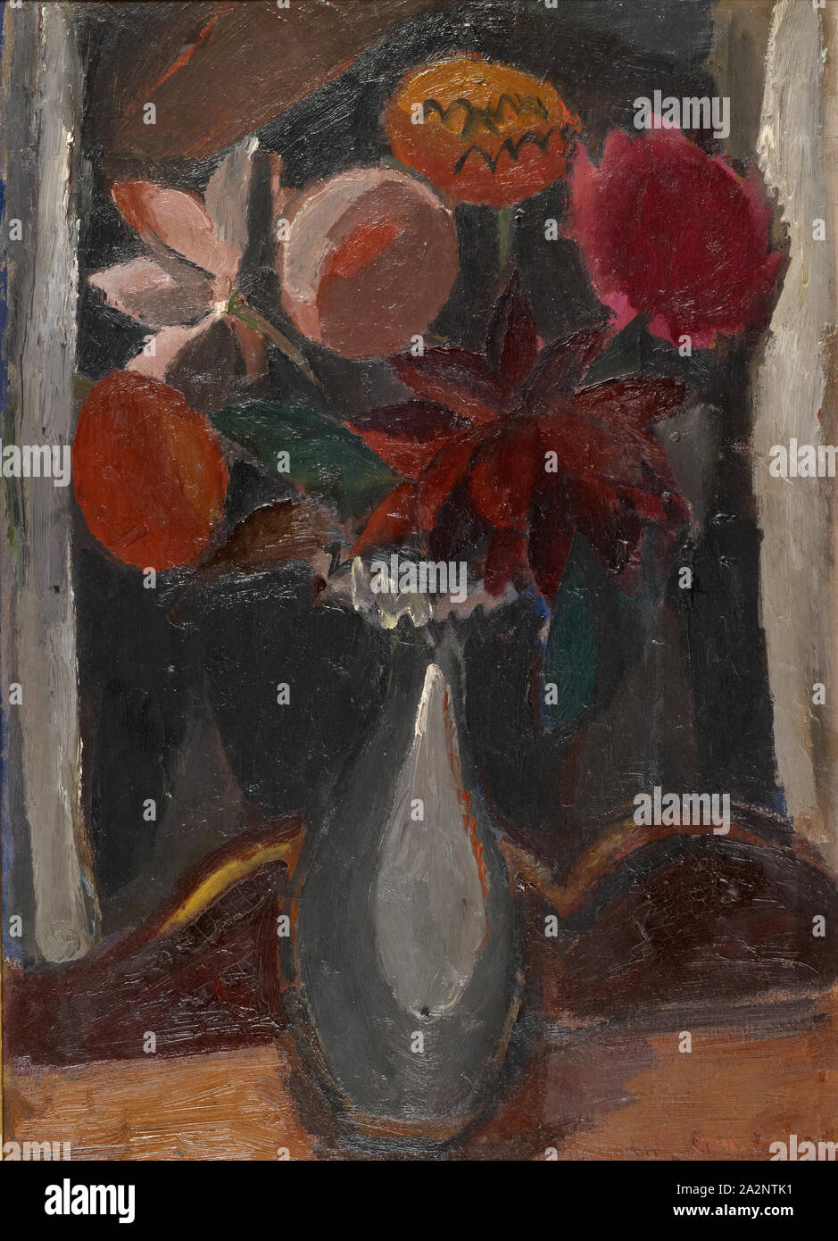 Bouquet foncé, 1919, oil on cardboard on plywood, 63 x 45 cm, signed lower right: Gust., De Smet, dated lower right [above the varnish] 1919, Gustaaf de Smet, Gent 1877–1943 Deurle b. Gent Stock Photo