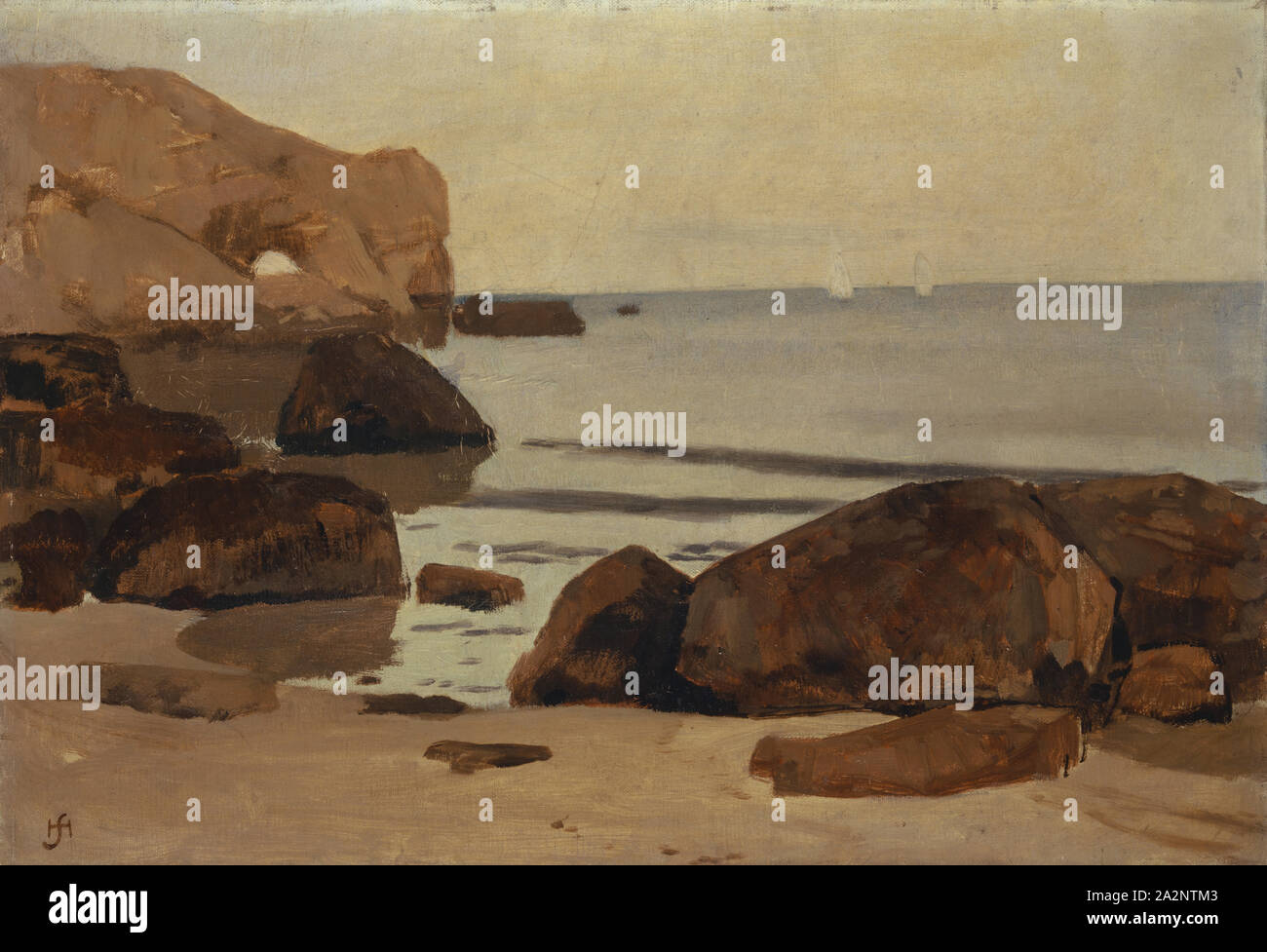 Seashore, 1882-1884, oil on canvas, 31 x 45 cm, monogrammed lower left: HS [ligated], Hans Sandreuter, Basel 1850–1901 Riehen Stock Photo