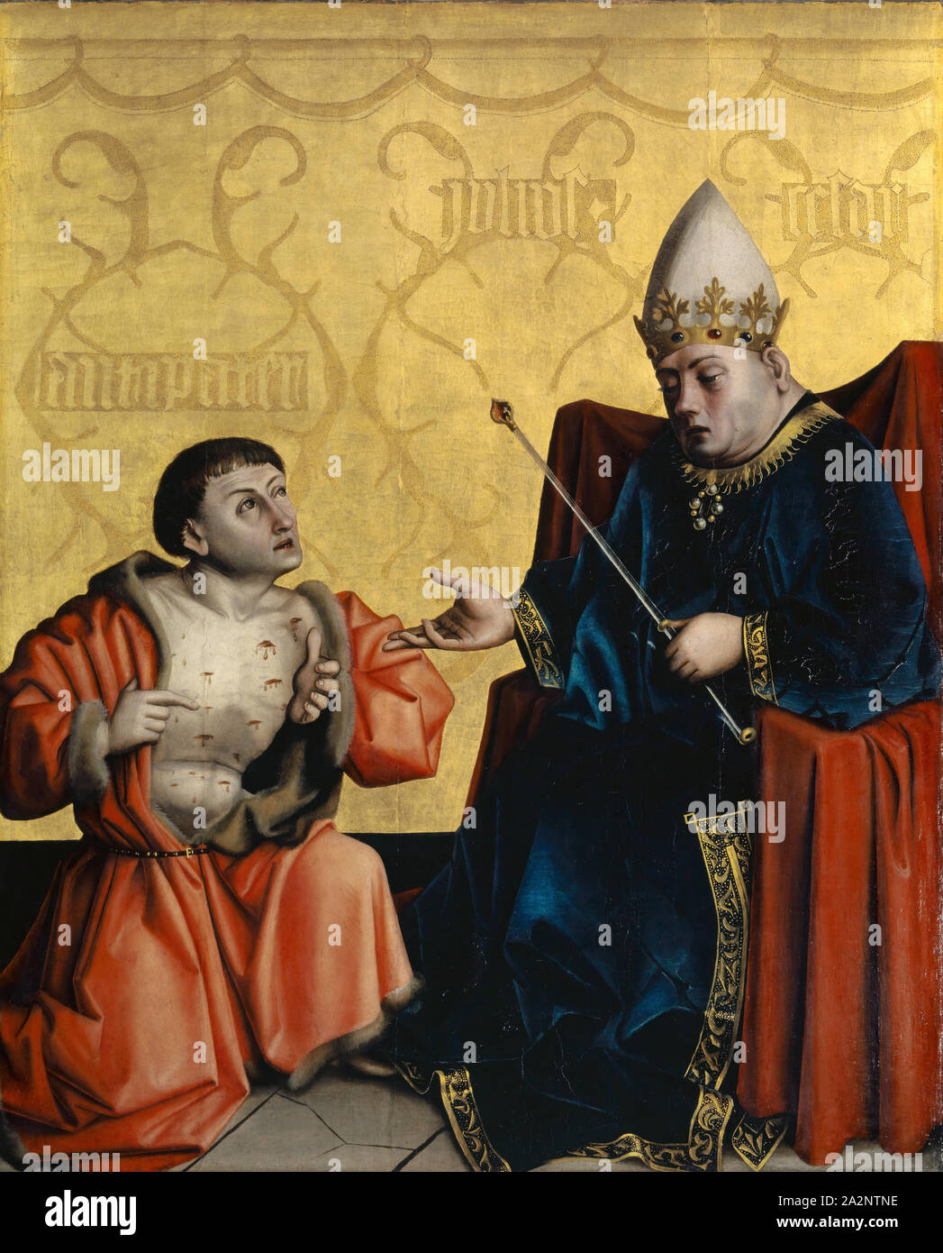 Antipater before Julius Caesar, c. 1435, mixed media on canvas laminated oak, 85.5 x 69.5 cm, not marked, Konrad Witz, Rottweil um 1400 – um 1445/47 Stock Photo