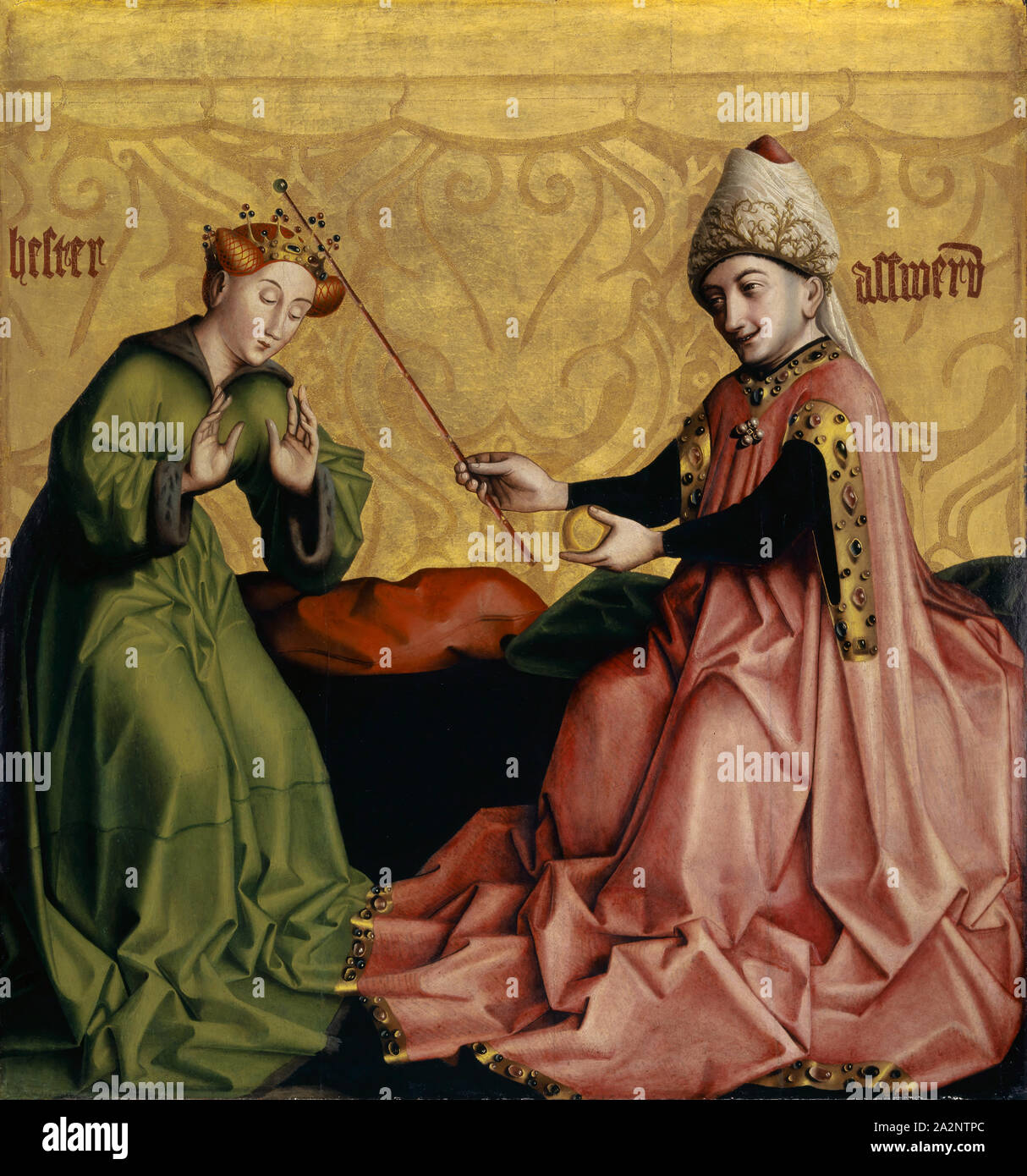Esther before Ahasver, c. 1435, mixed technique on canvas laminated oak, 85.5 x 79.5 cm, unsigned, Konrad Witz, Rottweil um 1400 – um 1445/47 Stock Photo