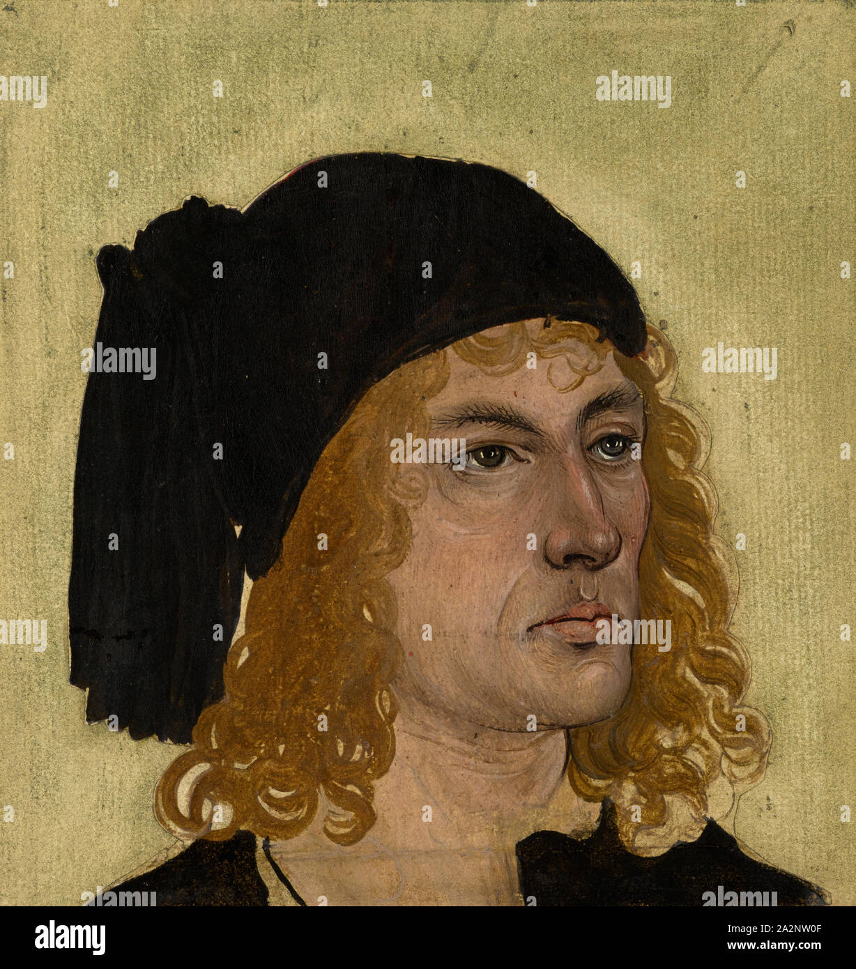 Portrait of a young man, around 1500, mixed media on paper, silhouetted ...