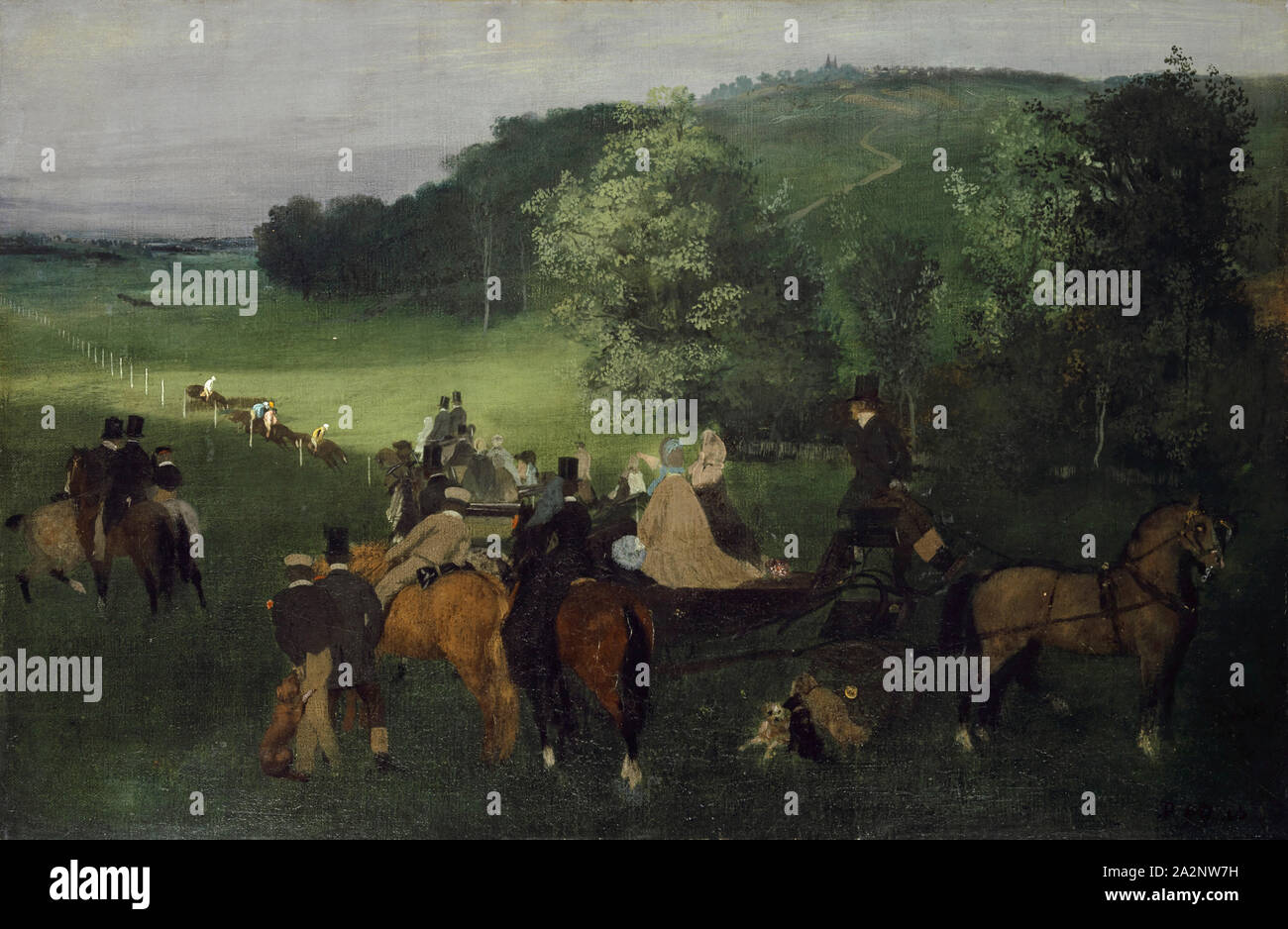Henri Lemoine | Champ de courses ;personnages et calèche | Images d