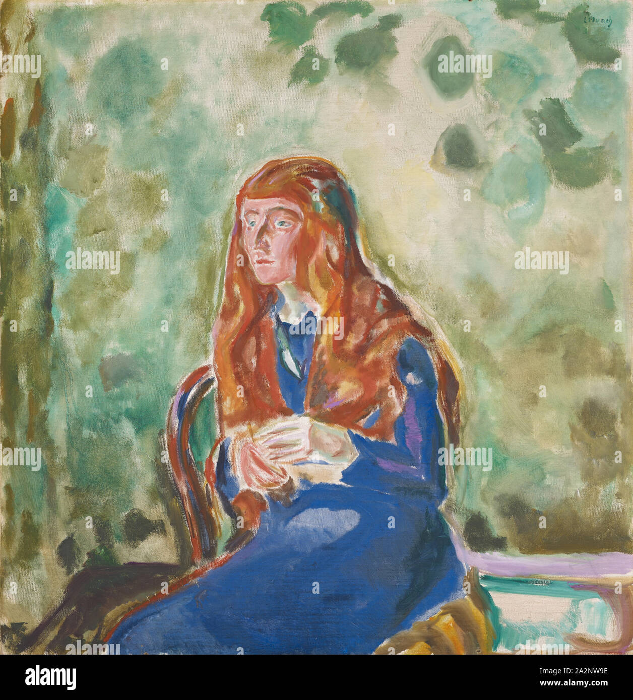 Portrait of Kate Perls, 1913, oil on canvas, 120.5 x 116 cm, Signed upper right: E Munch, Edvard Munch, Løten b. Hamar/Hedmark 1863–1944 Oslo Stock Photo