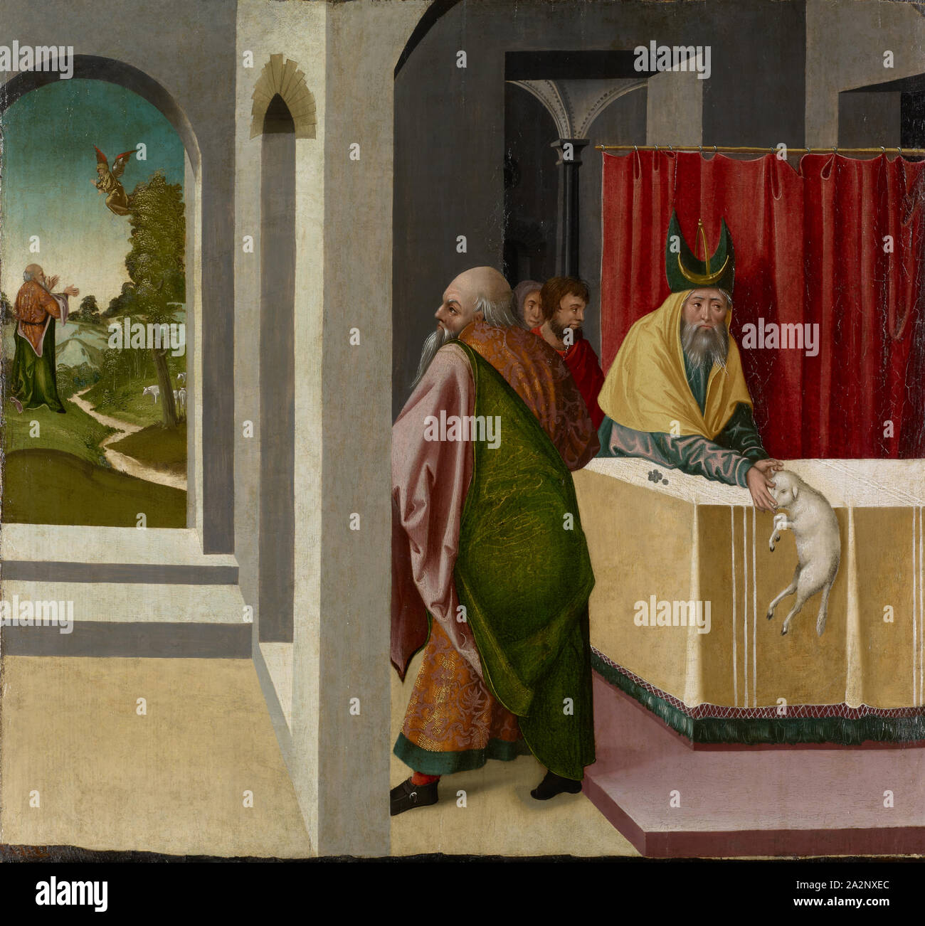 Joachim's sacrifice is rejected in the temple, 1509, oil on spruce, 64 x 69 cm, unmarked, Bayerischer Meister, 16. Jh Stock Photo