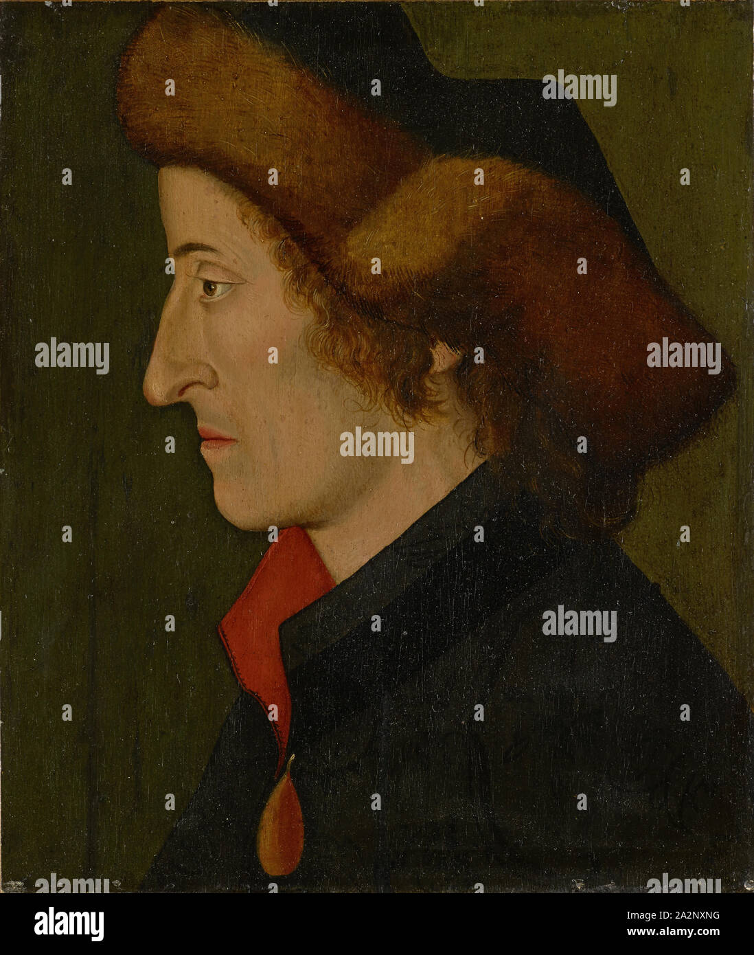Portrait of Sebastian Brant, oil on linden wood, 36 x 30.5 cm, unmarked, Hans Burgkmair d. Ä., (Alte Kopie nach / old copy after), Augsburg 1473–1531 Augsburg Stock Photo