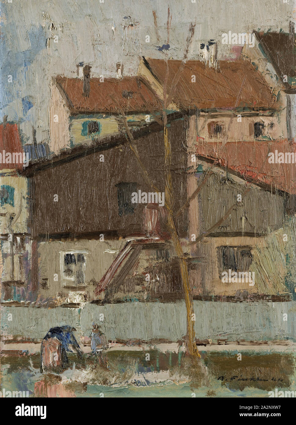 Studio Lookout, 1941, oil on board, 35 x 25.5 cm, signed and dated lower right: A. Fiechter 41. [last digit hard to read], Arnold Fiechter, Sissach/Baselland 1879–1943 Basel Stock Photo