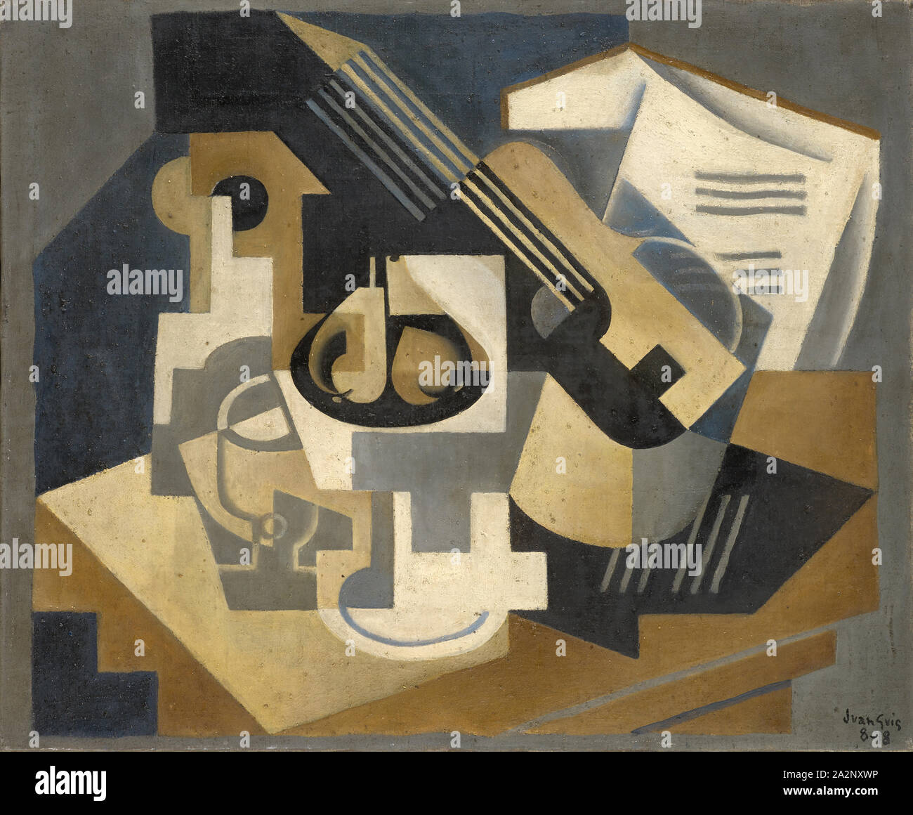 Vintage 1950s Juan Gris “The Guitar on the Table” Swiss Art Print Vintage 1950s Juan Gris “The Guitar on the Table” Swiss Art Print