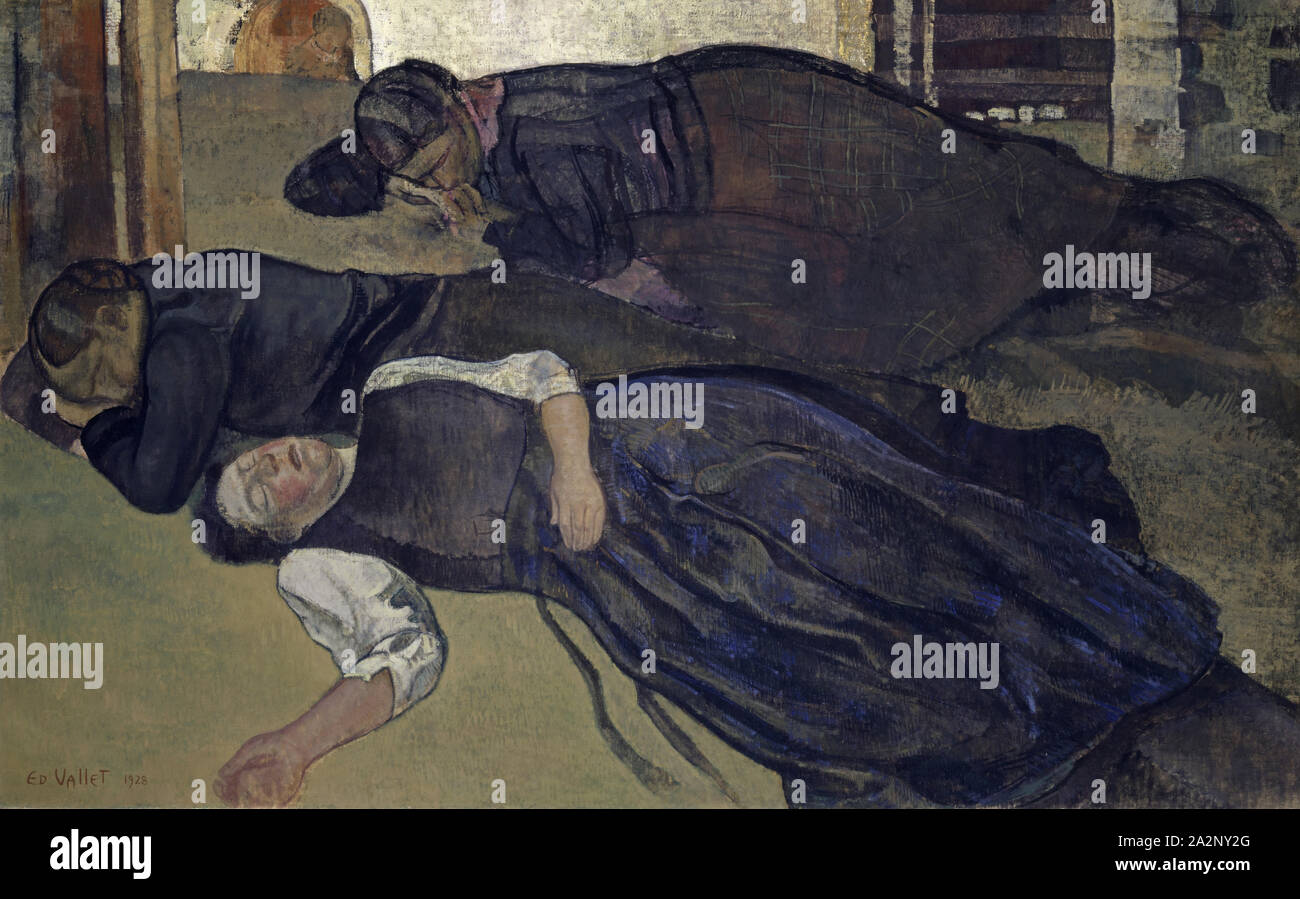 Femmes dormant, 1928, tempera on canvas, 115.5 x 185.5 cm, signed and dated lower left: ED VALLET 1928, Edouard Vallet, Genf 1876–1929 Cressy b. Genf Stock Photo