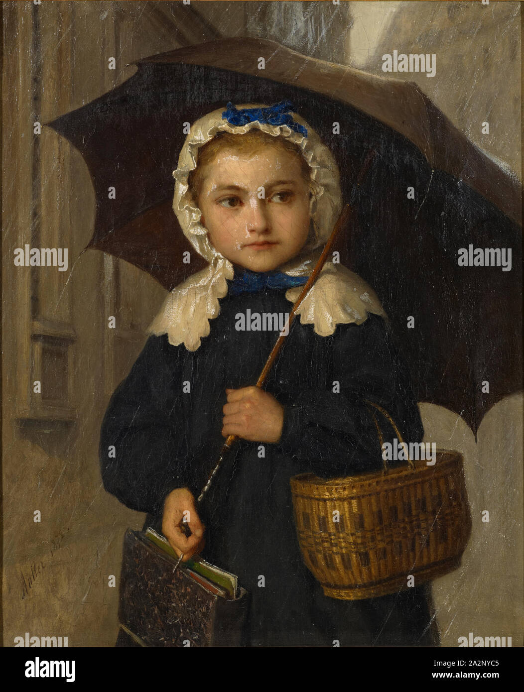 Louise Anker with Umbrella, 1872, oil on canvas, 43 x 36 cm |, 64 x 54 x 7  cm, signed and dated lower left: Anker 1872, Albert Anker, Ins/Bern  1831–1910 Ins/Bern Stock Photo - Alamy