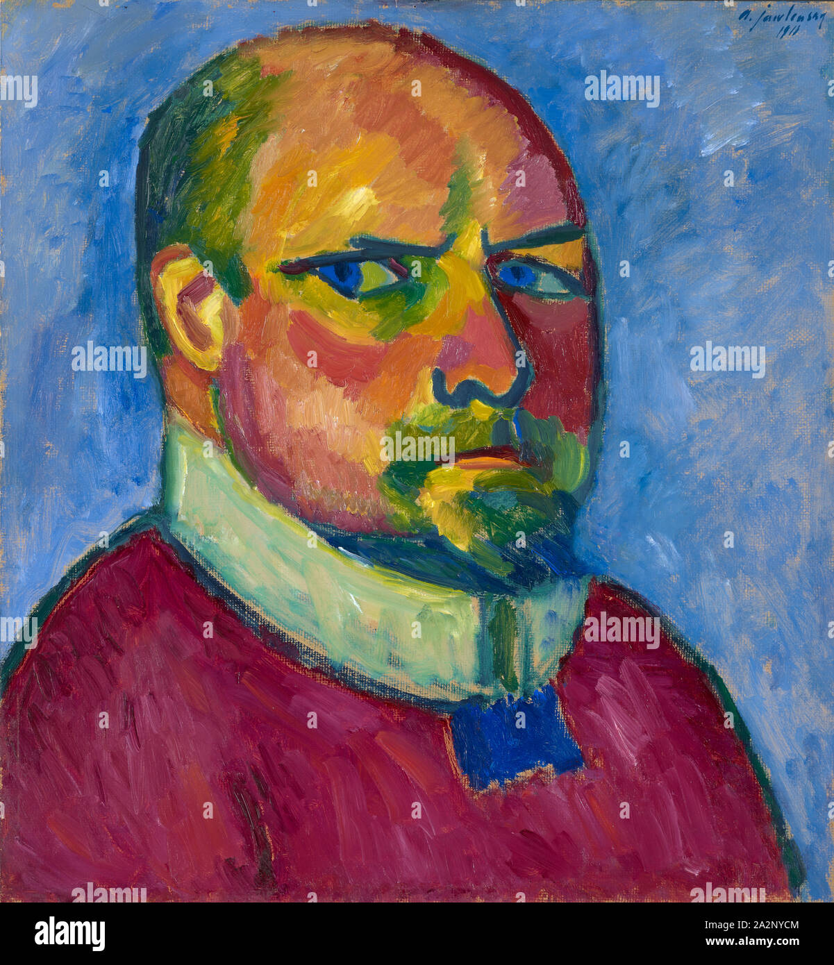 Selfportrait, 1911, oil on linen textured cardboard, 54 x 51 cm, signed and dated o. R .: A. Jawlensky 1911, Inscribed by a foreign hand: self-portrait, Stiftung Im Obersteg, deposit in the Kunstmuseum Basel 2004, Alexej von Jawlensky, Torschok/Twer 1864–1941 Wiesbaden Stock Photo