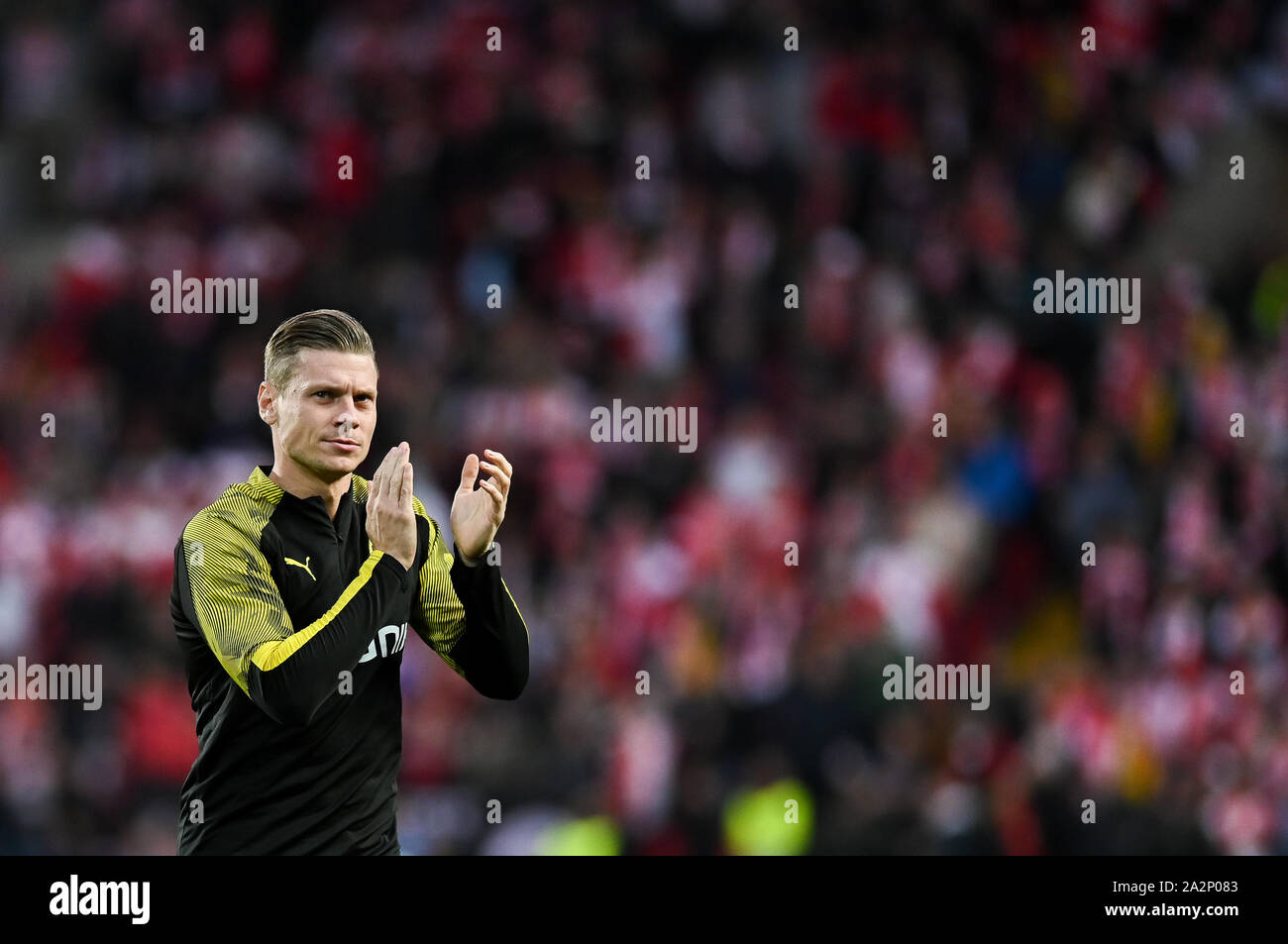 Nicolae Stanciu from Slavia Prague during the UEFA Champions League (Group  F) match between Slavia Prague and Borussia Dortmund in Prague.(Final  score; Slavia Prague 0:2 Borussia Dortmund Stock Photo - Alamy