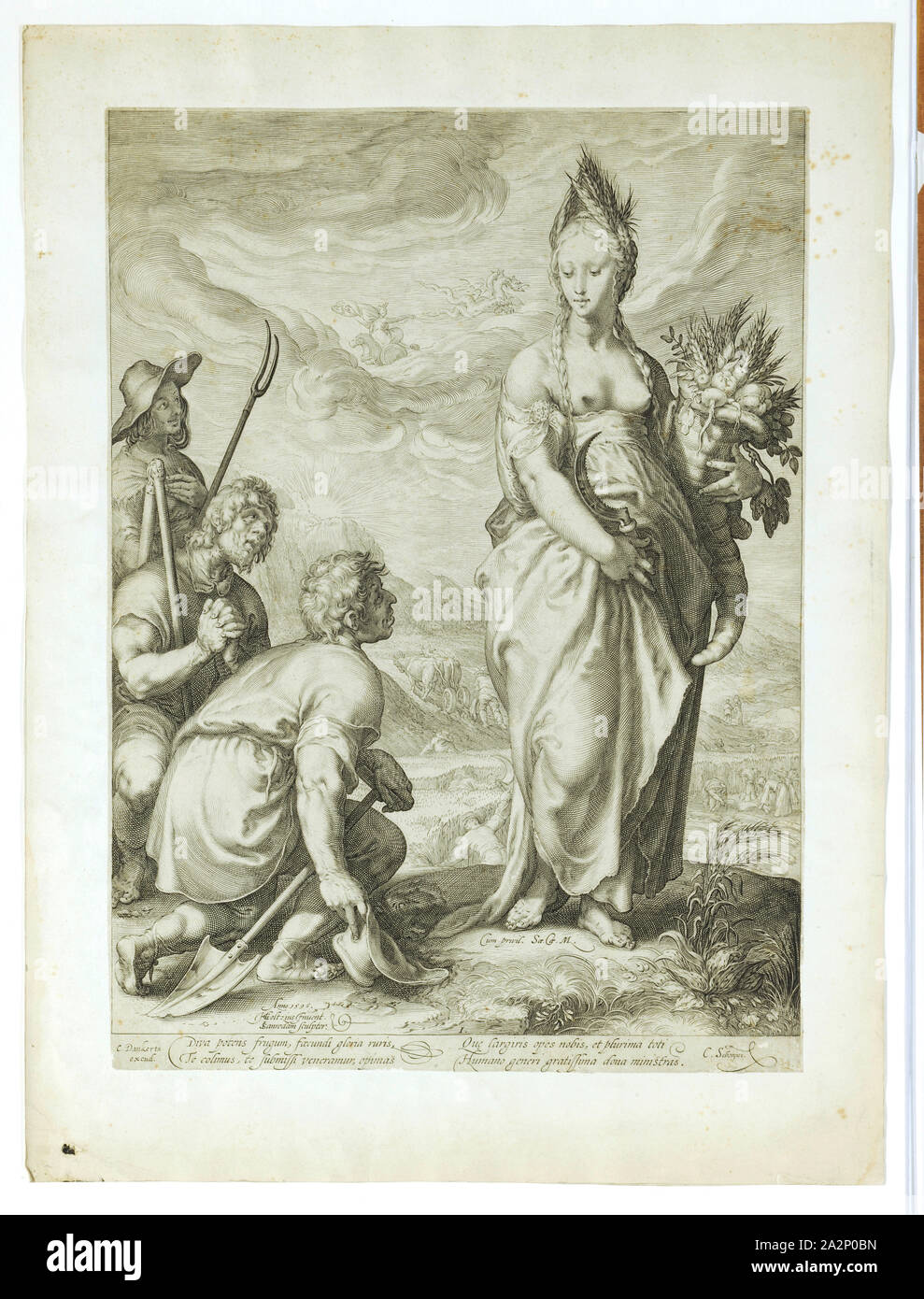 Cult of Ceres, 1596 (imprint before 1656), copperplate, plate: 45 x 32.7 cm  |, Leaf: 45 x 32.7 cm, U. l., dated and inscribed: Anno., 1596., HGoltzius  [HG lig.] Inuent., JSanredam [JS