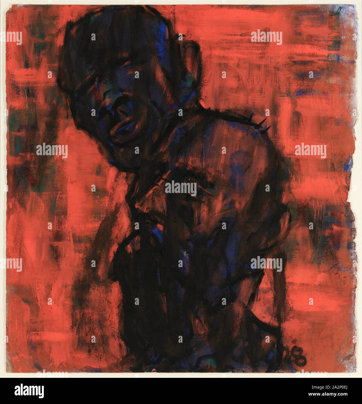 Dark heads on red, 1928, tempera on paper, leaf: ca. 52.7 x 55.6 cm, U.r., monogrammed and dated in black with pen: CR 28, Christian Rohlfs, Niendorf 1849–1938 Hagen Stock Photo