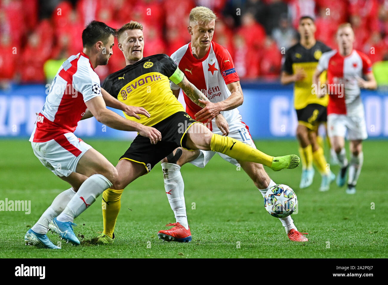 Nicolae Stanciu from Slavia Prague during the UEFA Champions League (Group  F) match between Slavia Prague and Borussia Dortmund in Prague.(Final  score; Slavia Prague 0:2 Borussia Dortmund Stock Photo - Alamy