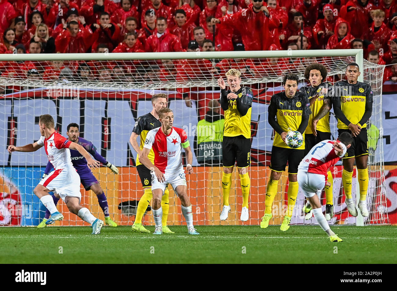 Nicolae Stanciu from Slavia Prague during the UEFA Champions League (Group  F) match between Slavia Prague and Borussia Dortmund in Prague.(Final  score; Slavia Prague 0:2 Borussia Dortmund Stock Photo - Alamy