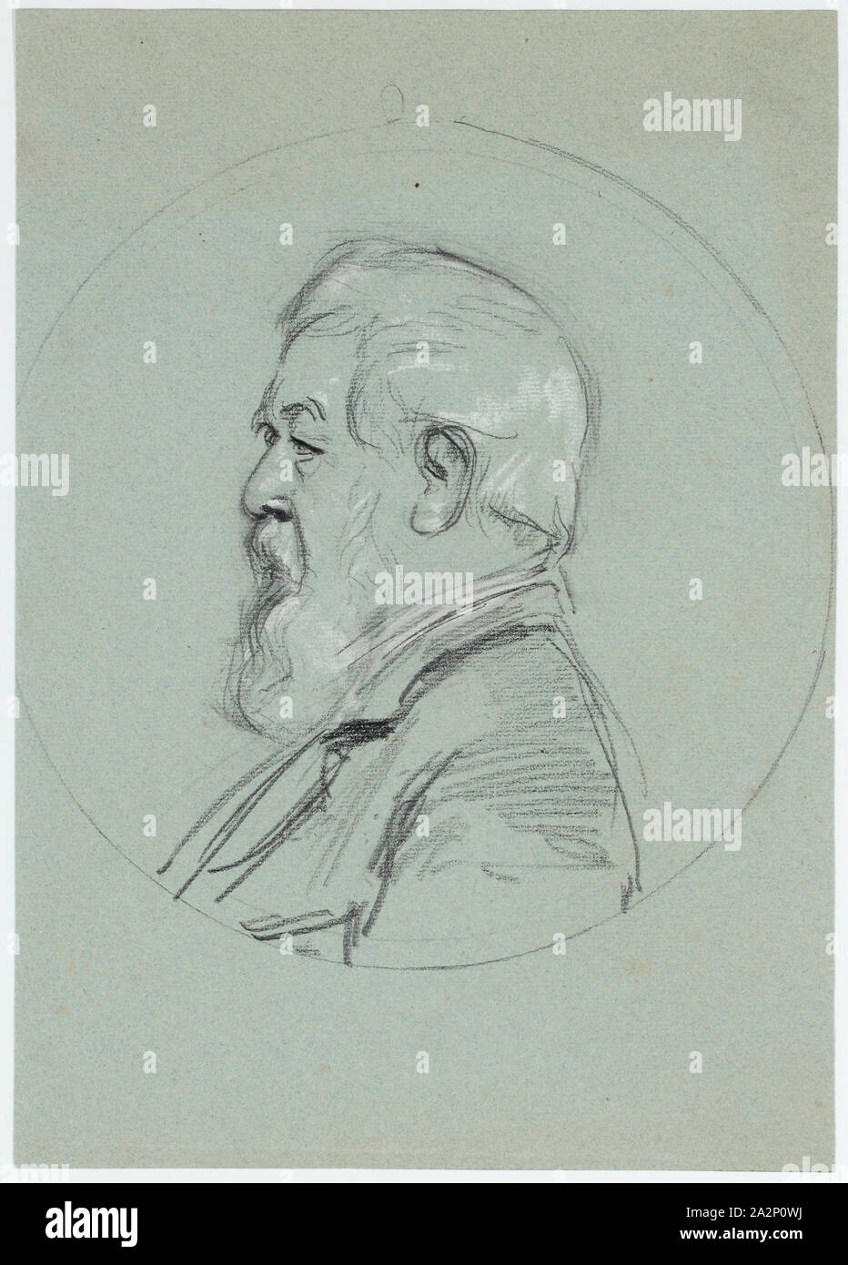 Portrait Arnold Böcklin in profile to the left, 1897, pencil, heightened with white, on blue-green paper, page: 29.5 x 20.8 cm, Hans Sandreuter, Basel 1850–1901 Riehen Stock Photo