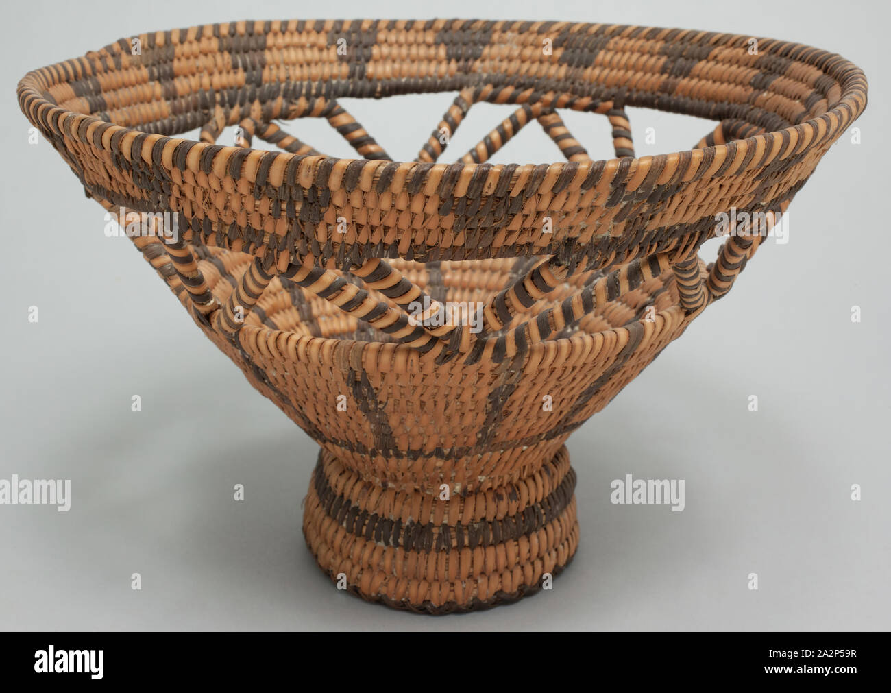 Papago, Native American, Basket, between 1890 and 1910, willow and devil's claw (martynia), Overall: 5 1/4 × 8 3/8 inches (13.3 × 21.3 cm Stock Photo