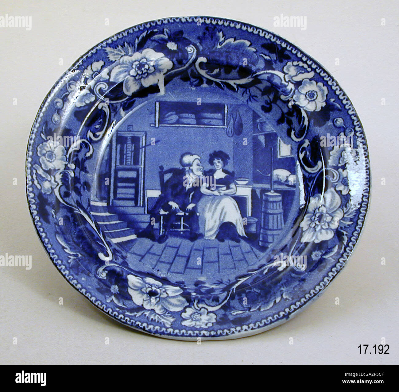 Dr. Syntax and the Dairymaid Plate, 19th Century, Transfer-printed glazed earthenware, Height x diameter: 5/8 x 5 1/2 in. (1.6 x 14.0 cm Stock Photo