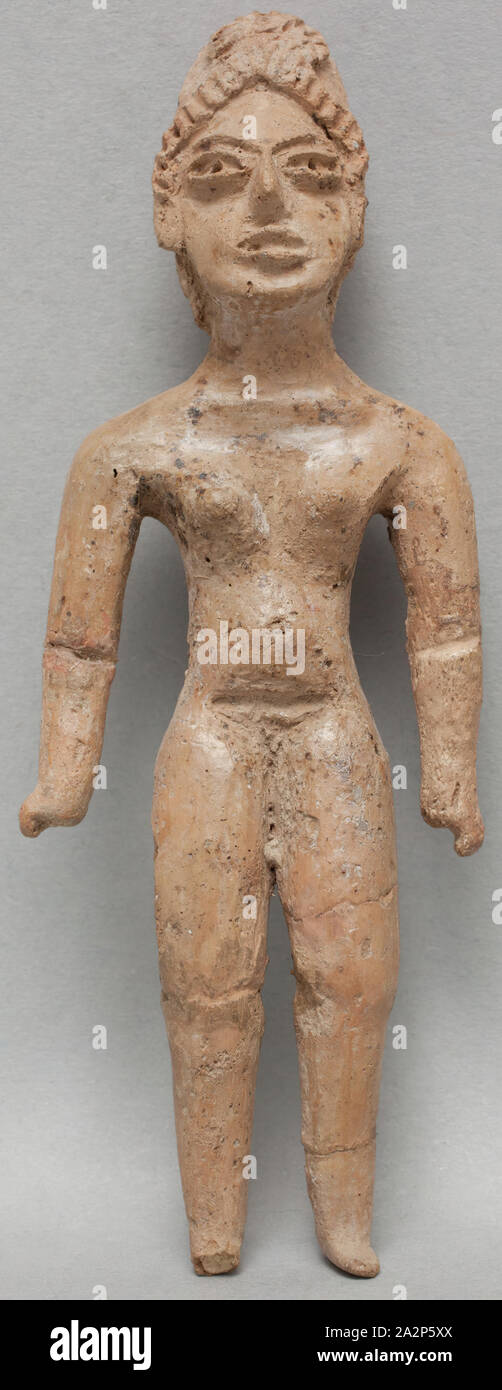 Puebla, Precolumbian, Figure, between 1500 and 900 BCE, earthenware, Overall: 4 1/2 × 1 1/2 inches (11.4 × 3.8 cm Stock Photo