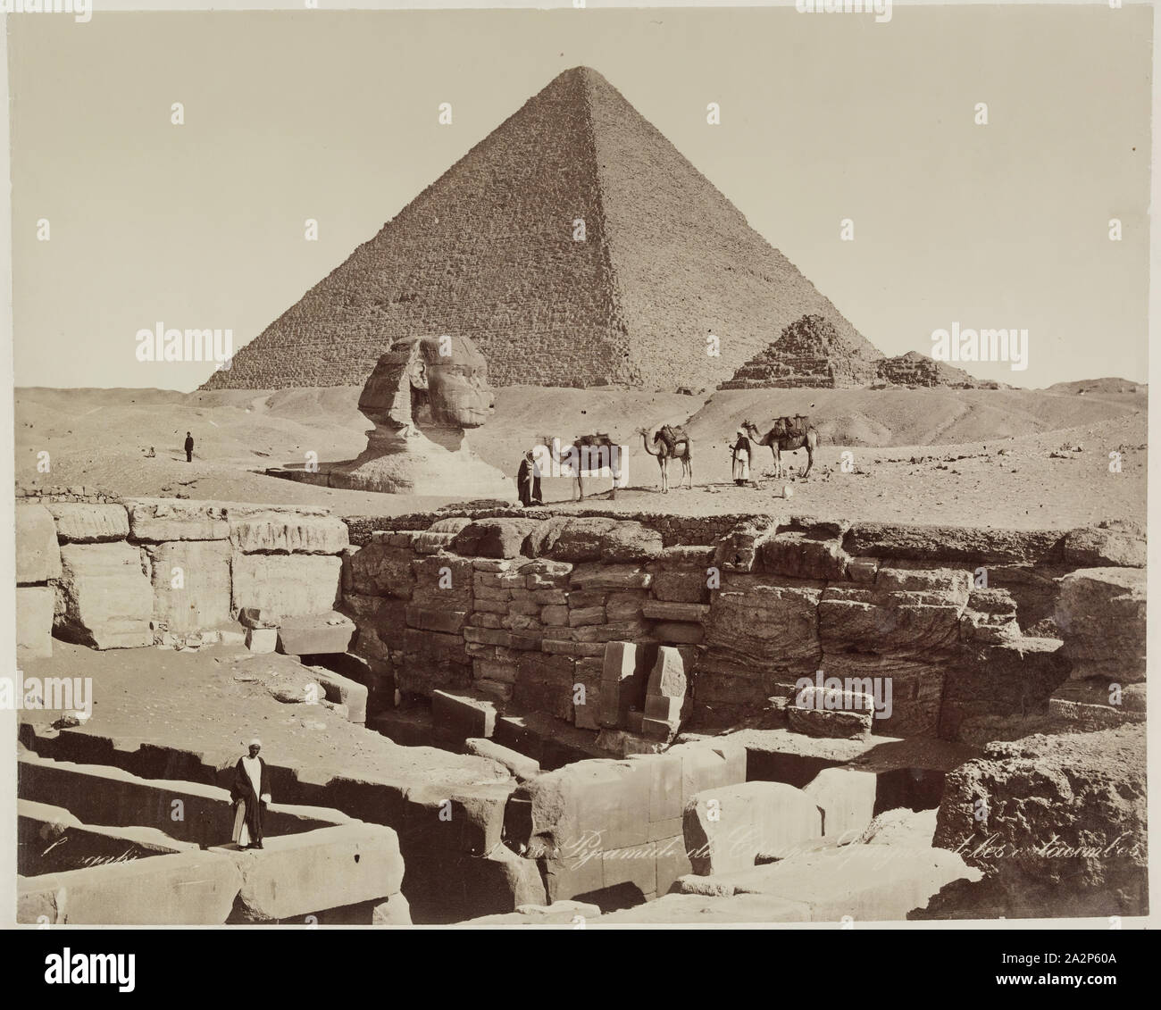 Zangaki, Greek, active 1860-1889, Pyramid of Cheops, the Sphinx and the Catacombs at Giza, 19th century, albumen print Stock Photo
