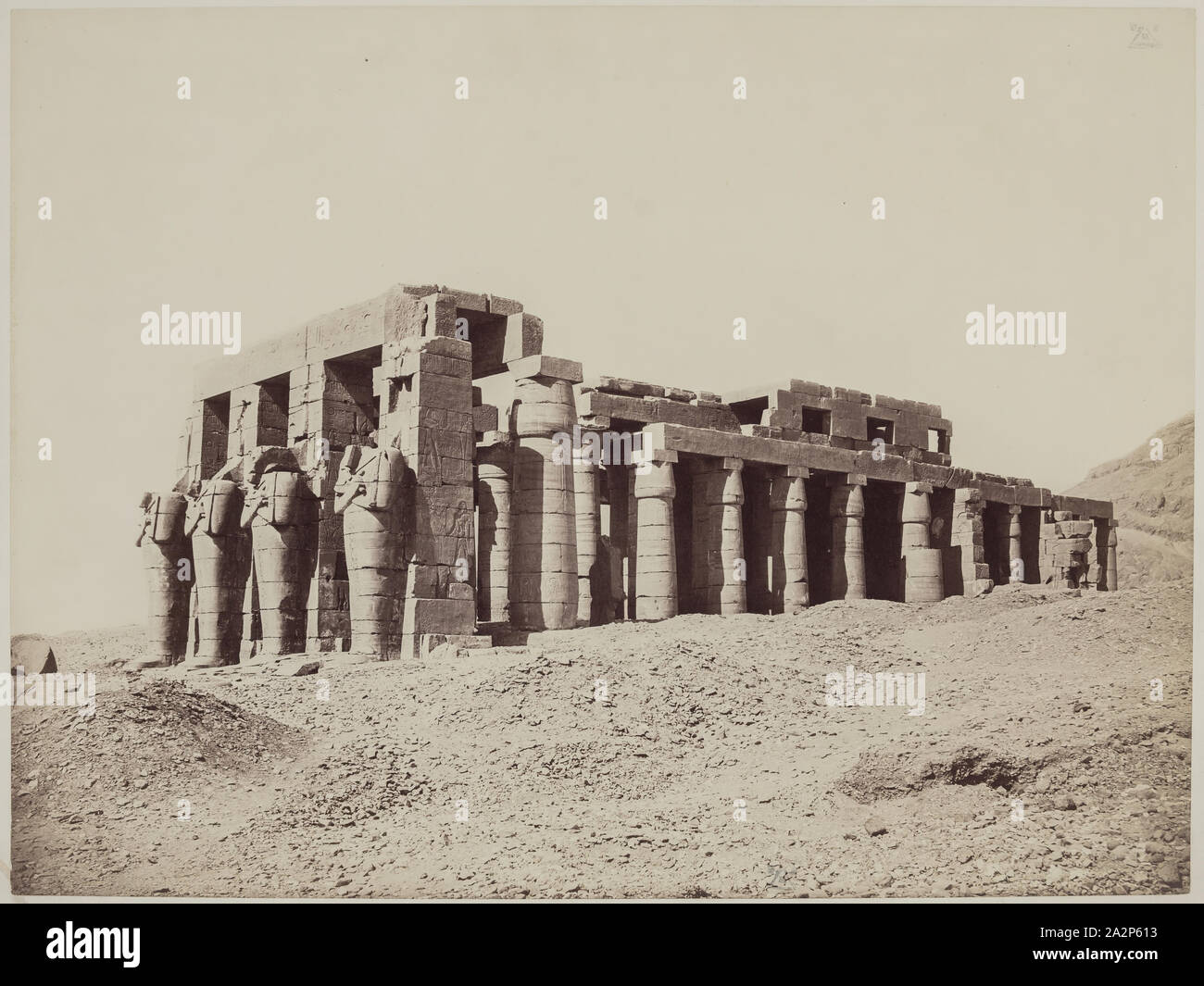 Anonymous Artist, Remains of the Hypostyle Hall of the Ramesseum. Luxor, Wes, 19th century, albumen print Stock Photo