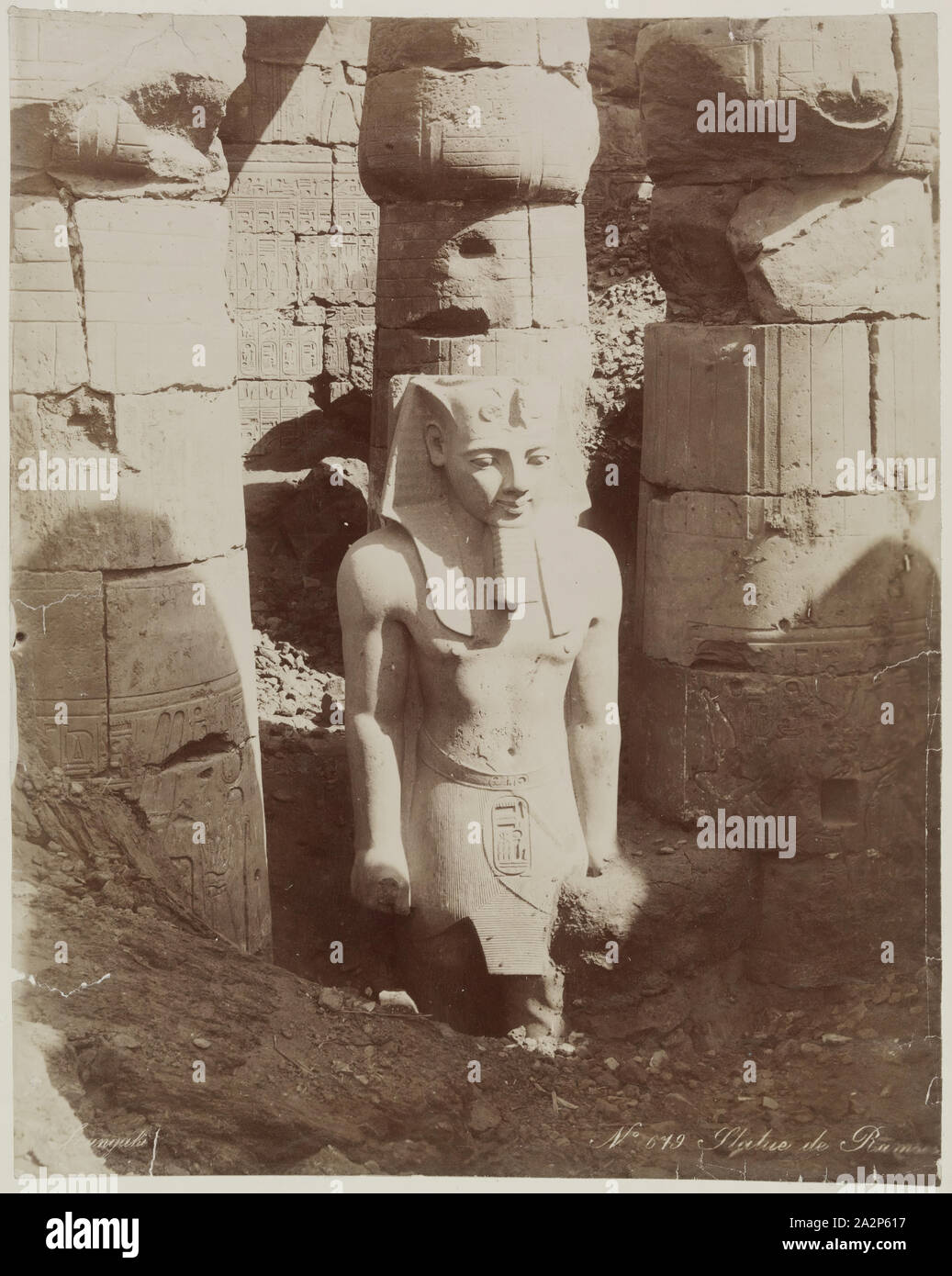 Zangaki, Greek, active 1860-1889, Colossal Statue of Ramesses II in the First Court of the Temple at Luxor, 19th century, albumen print Stock Photo