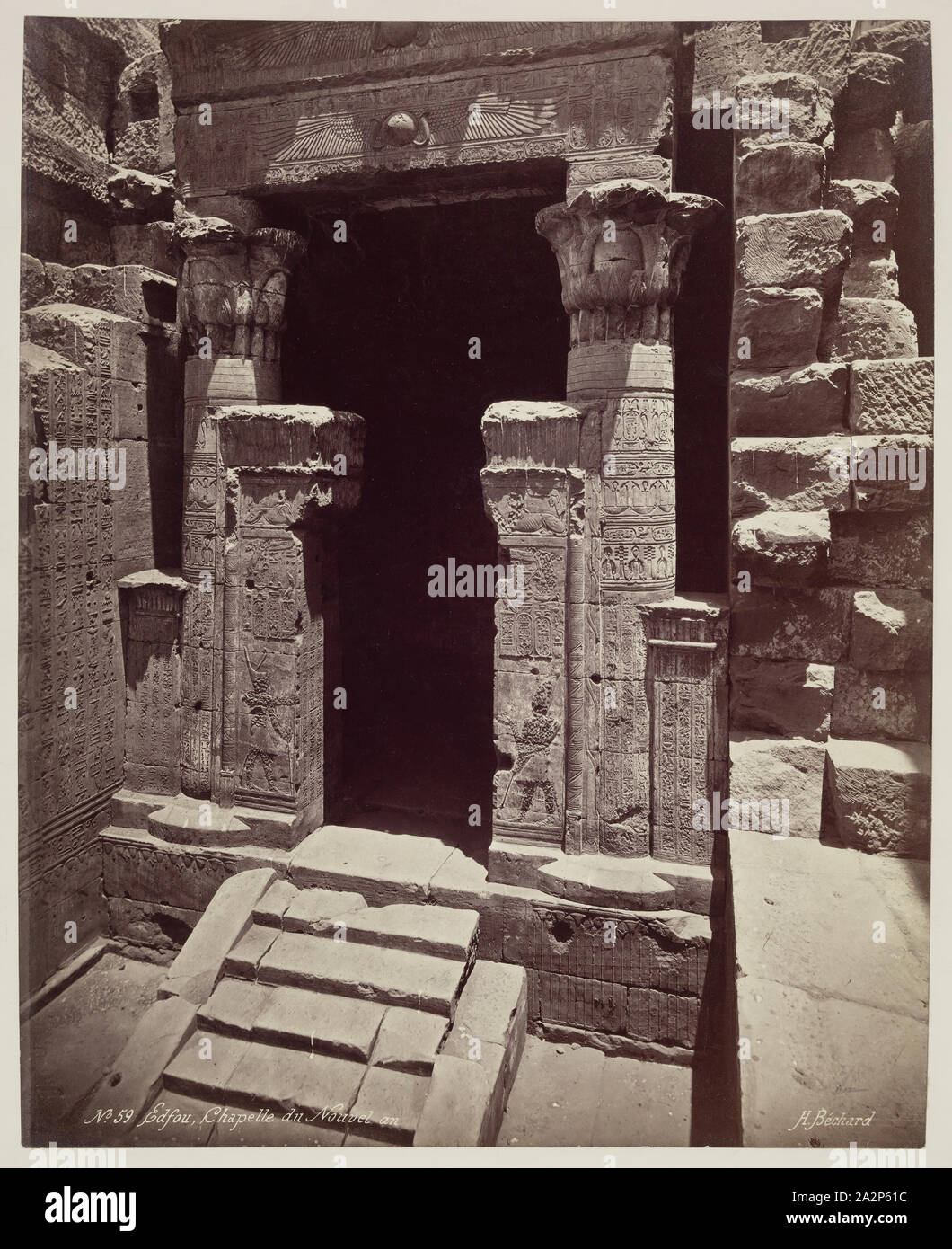 Henri Béchard, French, 1869-1889, Entrance to the Chapel of the New Year in the Temple of Ed Edfu, late 19th century, albumen print Stock Photo