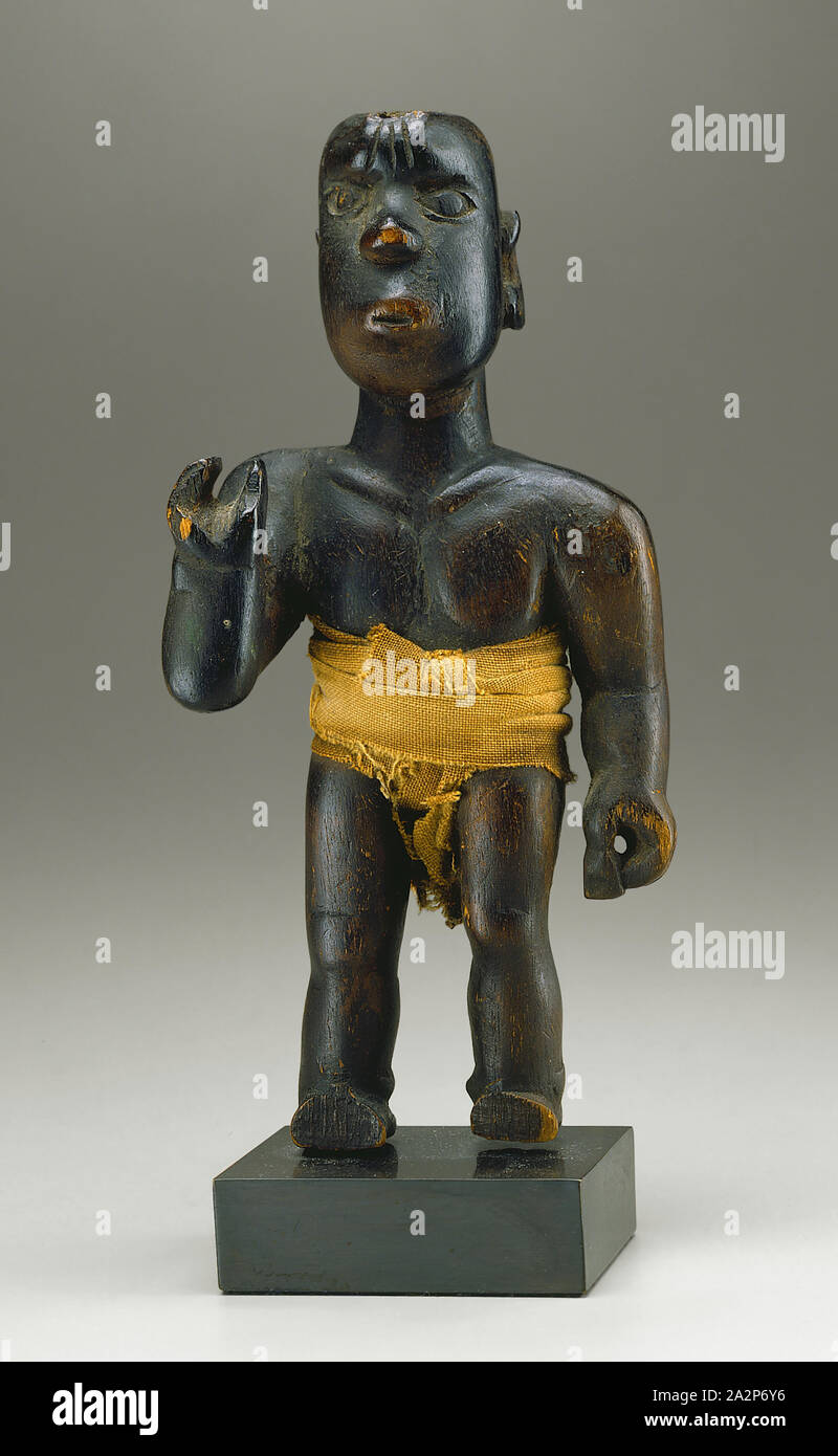 Sakalava, African, Figure, 19th century, wood and grass cloth, Overall: 7 inches (17.8 cm Stock Photo