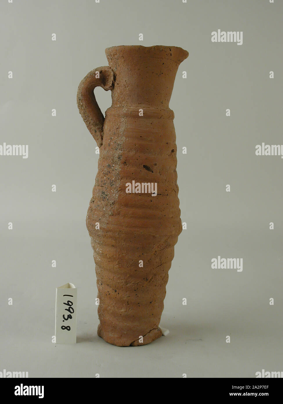 Roman, Jug, between 5th and 6th century CE, ceramic, Overall: 9 1/4 × 3 1/4 × 3 inches (23.5 × 8.3 × 7.6 cm Stock Photo