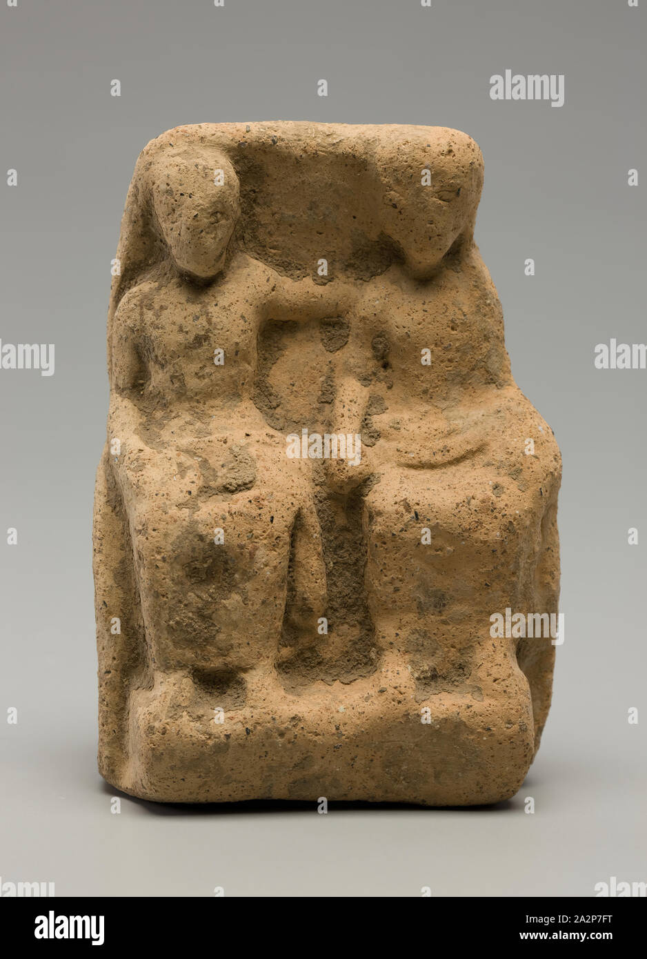 possibly Etruscan, possibly Italic, Seated Couple, 3rd or early 2nd century BCE, Terracotta, Overall: 4 1/4 × 3 × 1 7/8 inches (10.8 × 7.6 × 4.8 cm Stock Photo