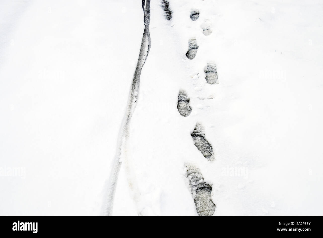 Human footprints in the snow. The path in the snow Stock Photo Alamy