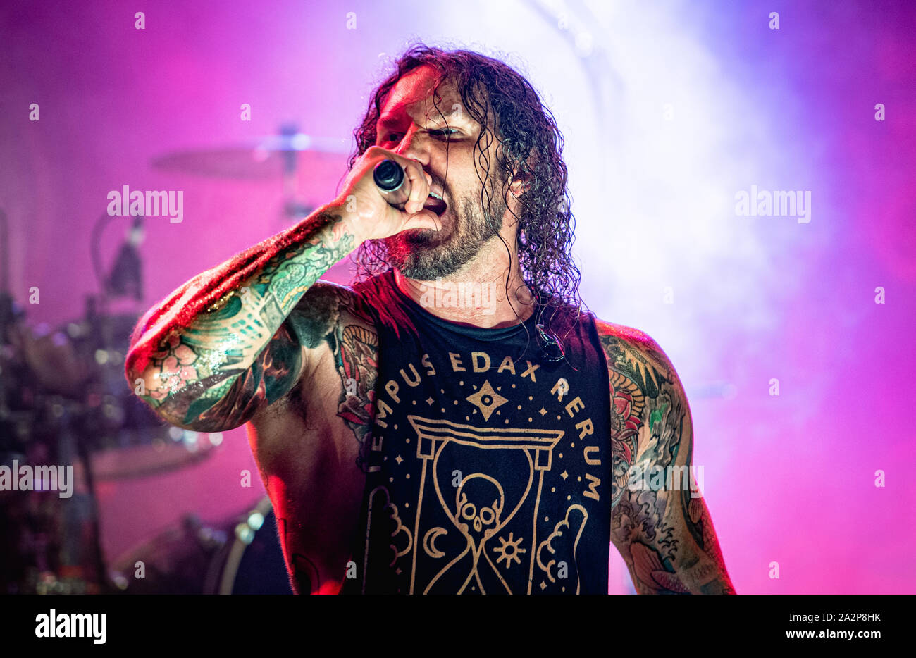 Copenhagen Denmark 02nd Oct 19 The American Heavy Metal Band As I Lay Dying Performs A Live Concert At Amager Bio In Copenhagen Here Vocalist Tim Lambesis Is Seen Live On Stage