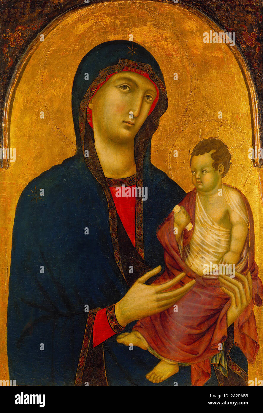 Master of Città di Castello, Italian, active ca. 1305-1320, Madonna and Child, ca. between 1305 and 1320, tempera on wood panel, Unframed: 29 × 18 3/4 × 2 3/4 inches (73.7 × 47.6 × 7 cm Stock Photo