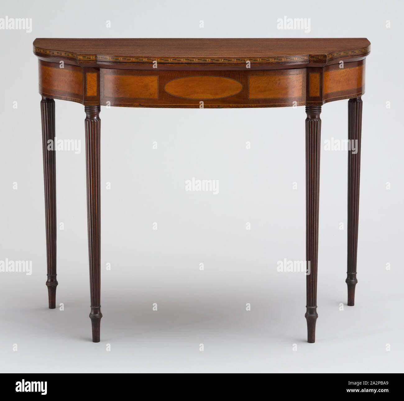 Unknown (American), Card Table, between 1780 and 1800, mahogany with satinwood inlay, Overall (with top folded): 29 1/2 × 35 1/2 × 17 3/4 inches (74.9 × 90.2 × 45.1 cm Stock Photo