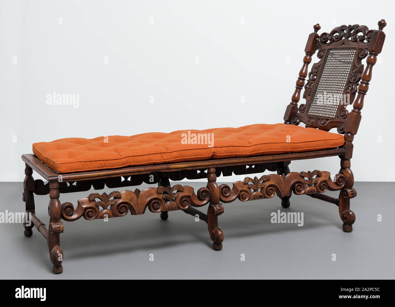 Unknown (American), Day Bed, between 1700 and 1725, walnut and cane, Overall: 40 3/4 inches × 60 inches × 23 1/2 inches (103.5 × 152.4 × 59.7 cm Stock Photo