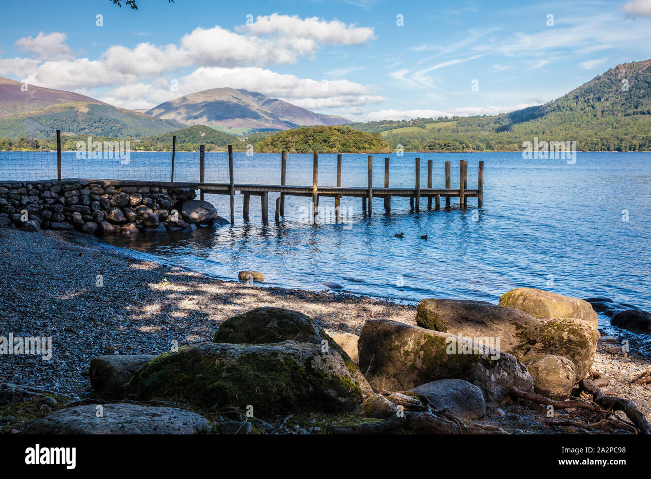 The View of  Derwent Water from Brandelhow, Lake District, Cumbria, England, UK Stock Photo
