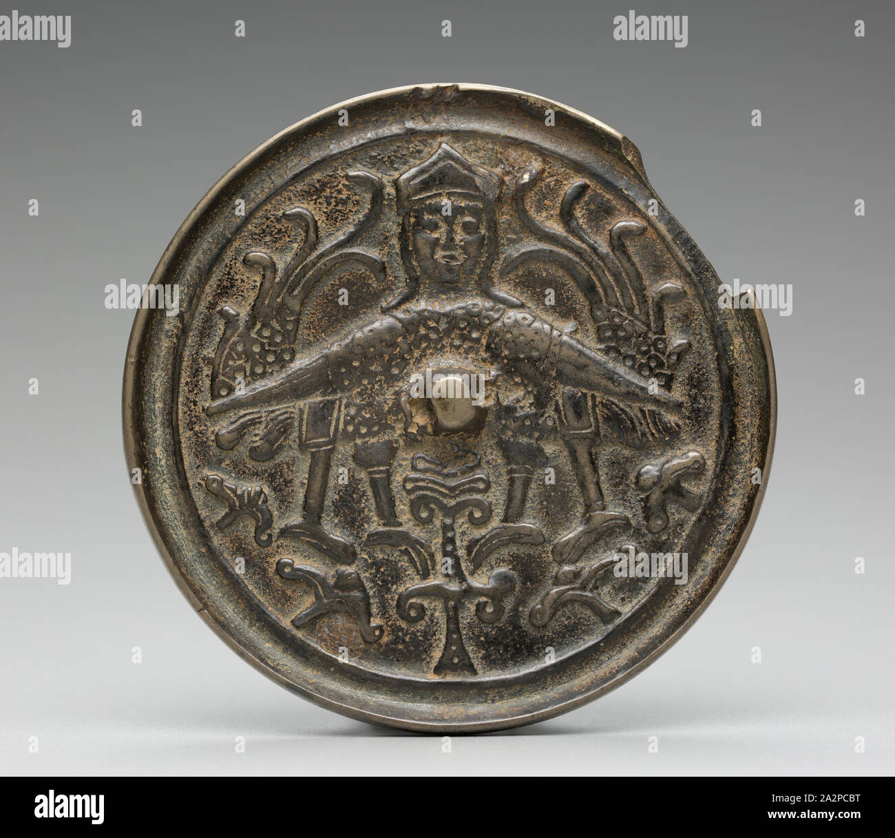 Islamic, Turkish, Mirror with a Harpy, 1100/1200, Leaded bronze, 1/4 x 3 5/8 in. diam. (.64 x 9.2 cm Stock Photo