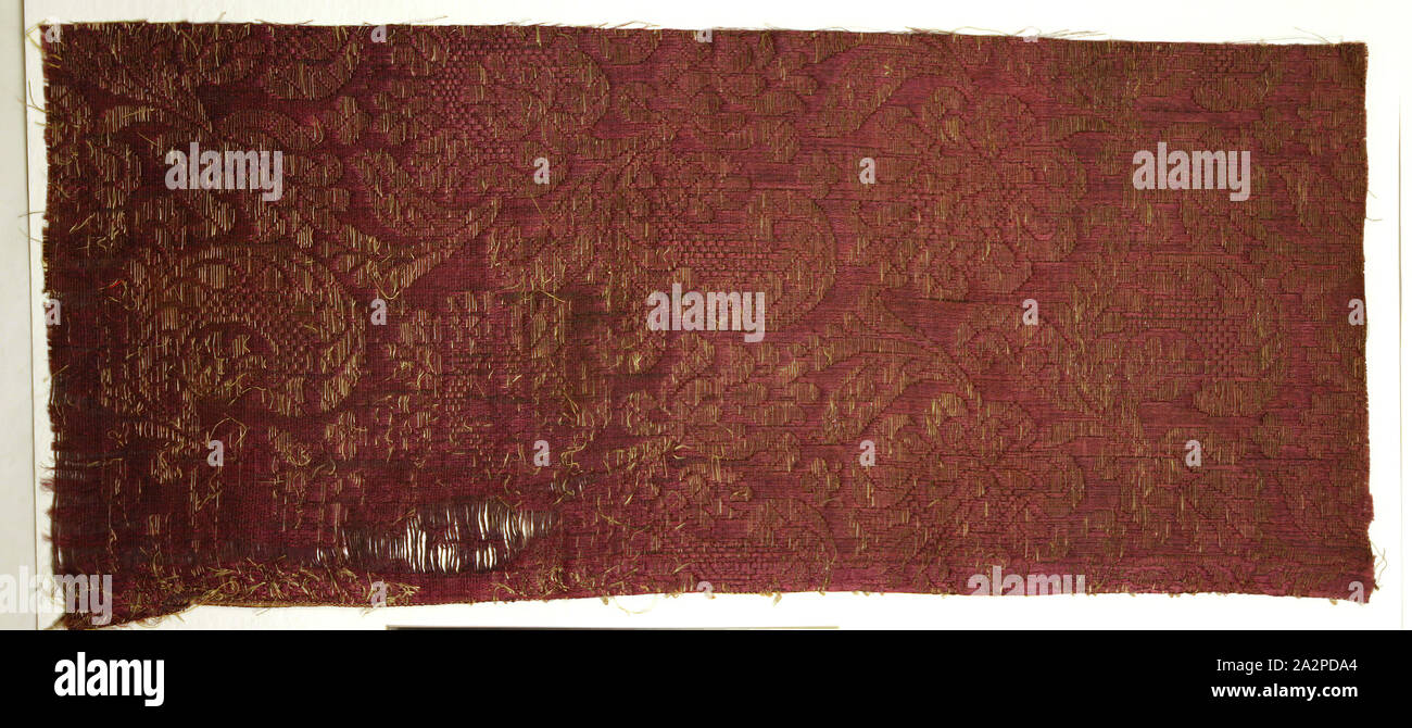 Unknown (Spanish), Textile Fragment, late 17th Century, Brocade, 24 1/4 x 10 1/2 in Stock Photo