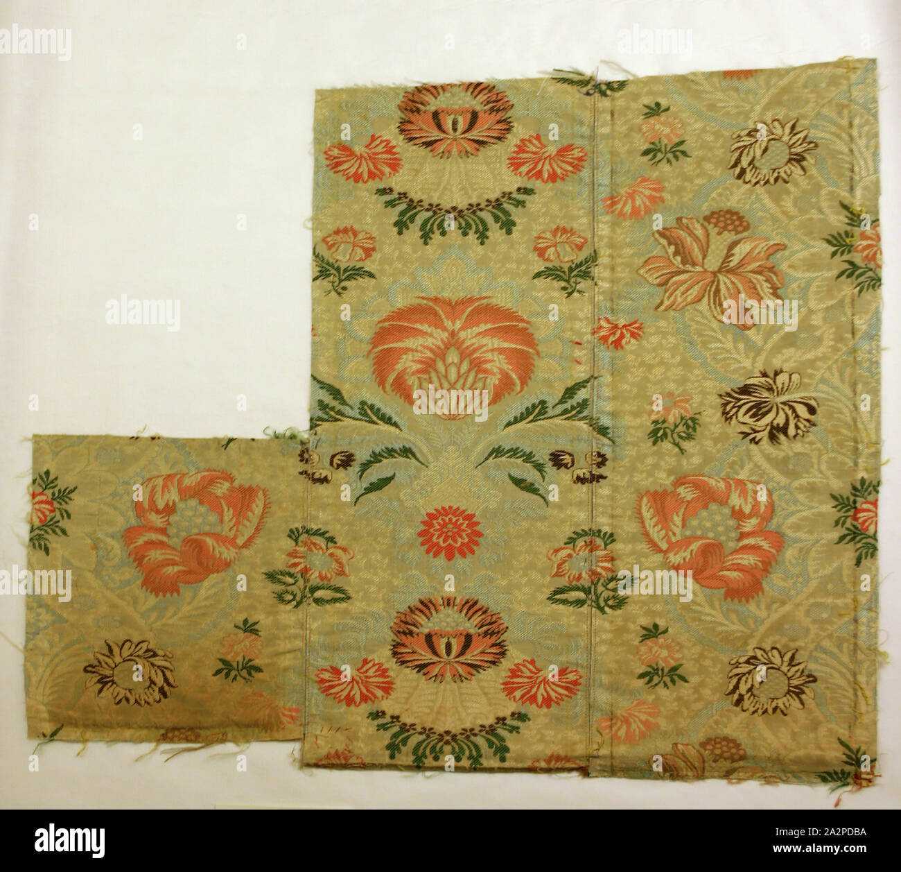 Unknown (Spanish), Textile Fragment, 18th Century, Silk, 20 x 22 in Stock Photo