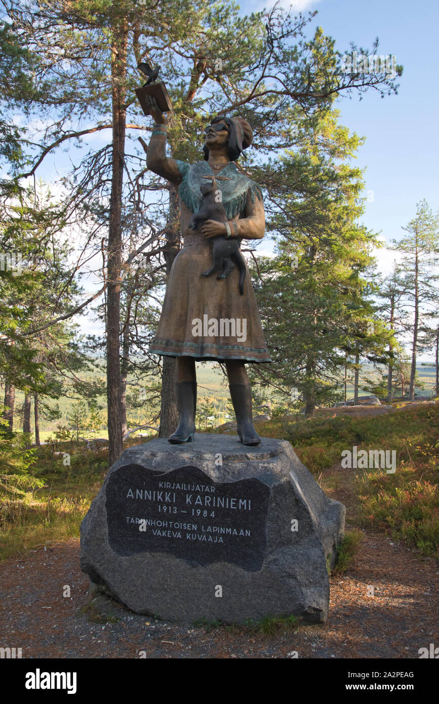 Statue Of Annikki Kariniemi In Aavasaksa Lapland Finland Stock Photo statue-of-annikki-kariniemi-in-aavasaksa-lapland-finland-stock-photo
