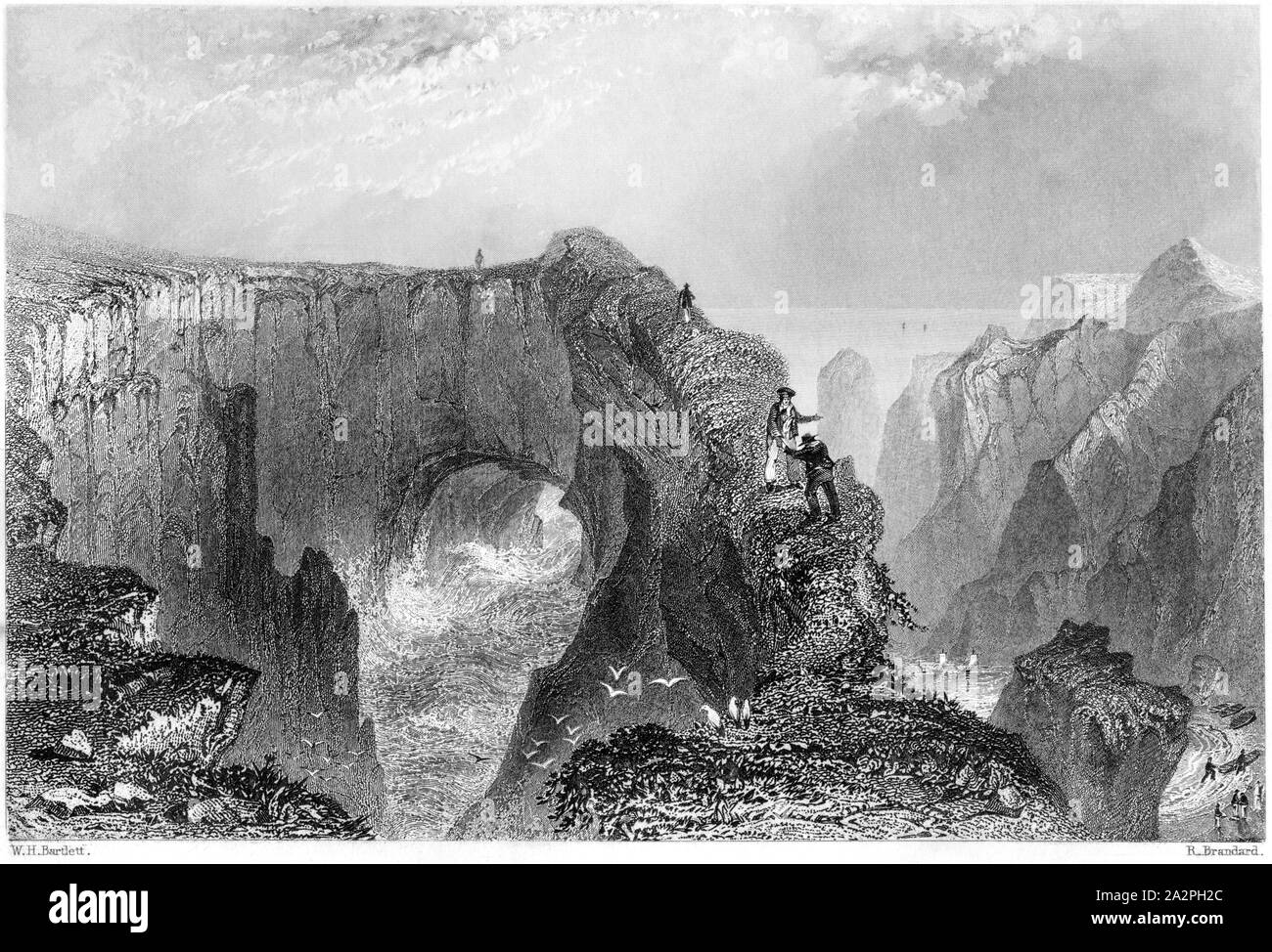 An engraving of The Buller of Buchan near Peterhead scanned at high resolution from a book printed in 1842.  Believed copyright free. Stock Photo