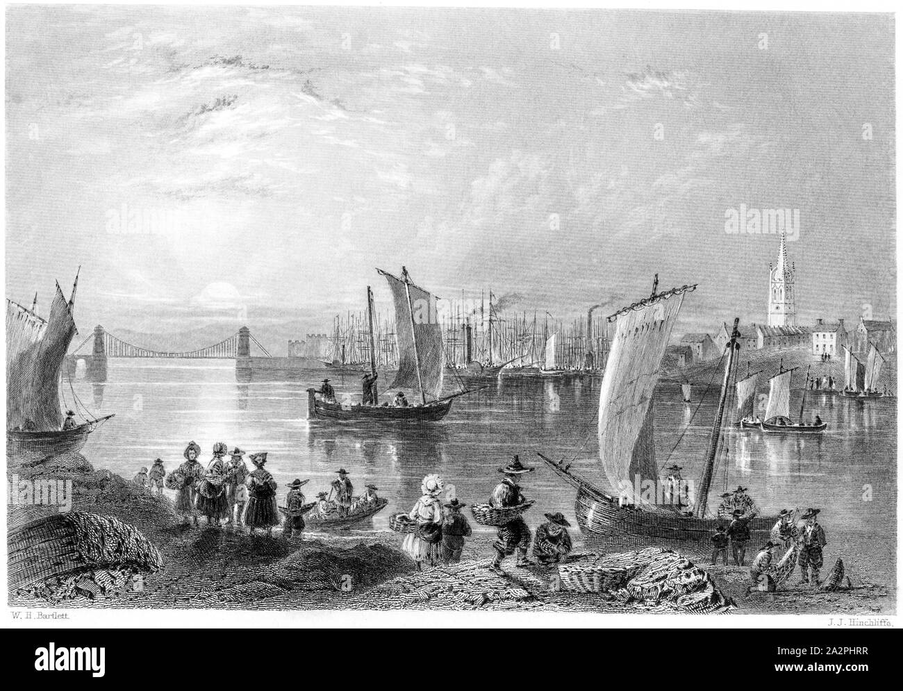 An engraving of Montrose scanned at high resolution from a book printed in 1842.  Believed copyright free. Stock Photo
