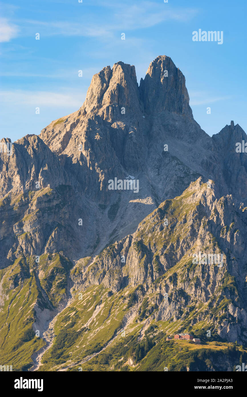 Dachstein Mountains: summit Bischofsmütze, mountain hut Hofpürglhütte ...