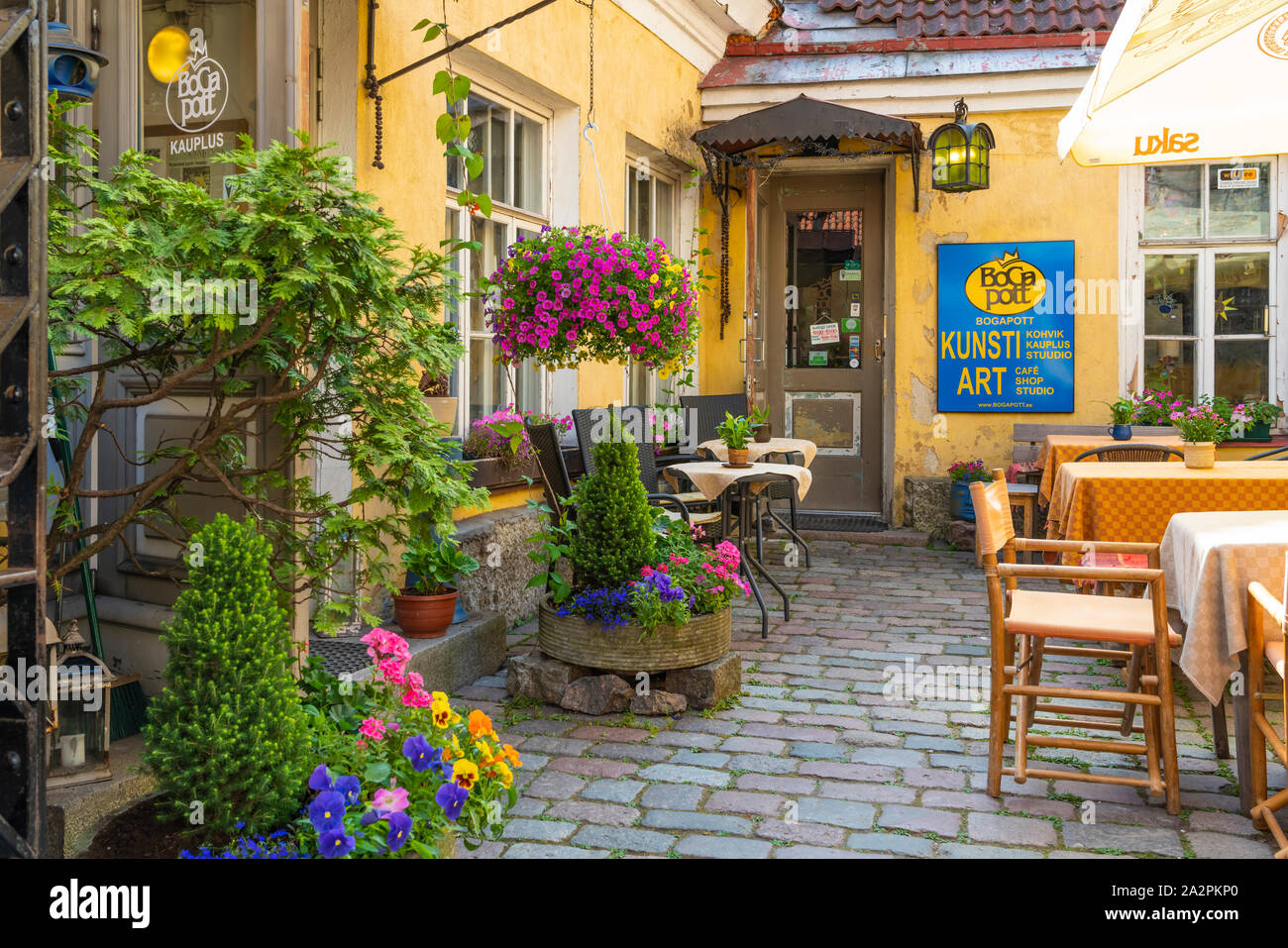 An outdoor restaurant and garden in Tallinn, Estonia. Stock Photo