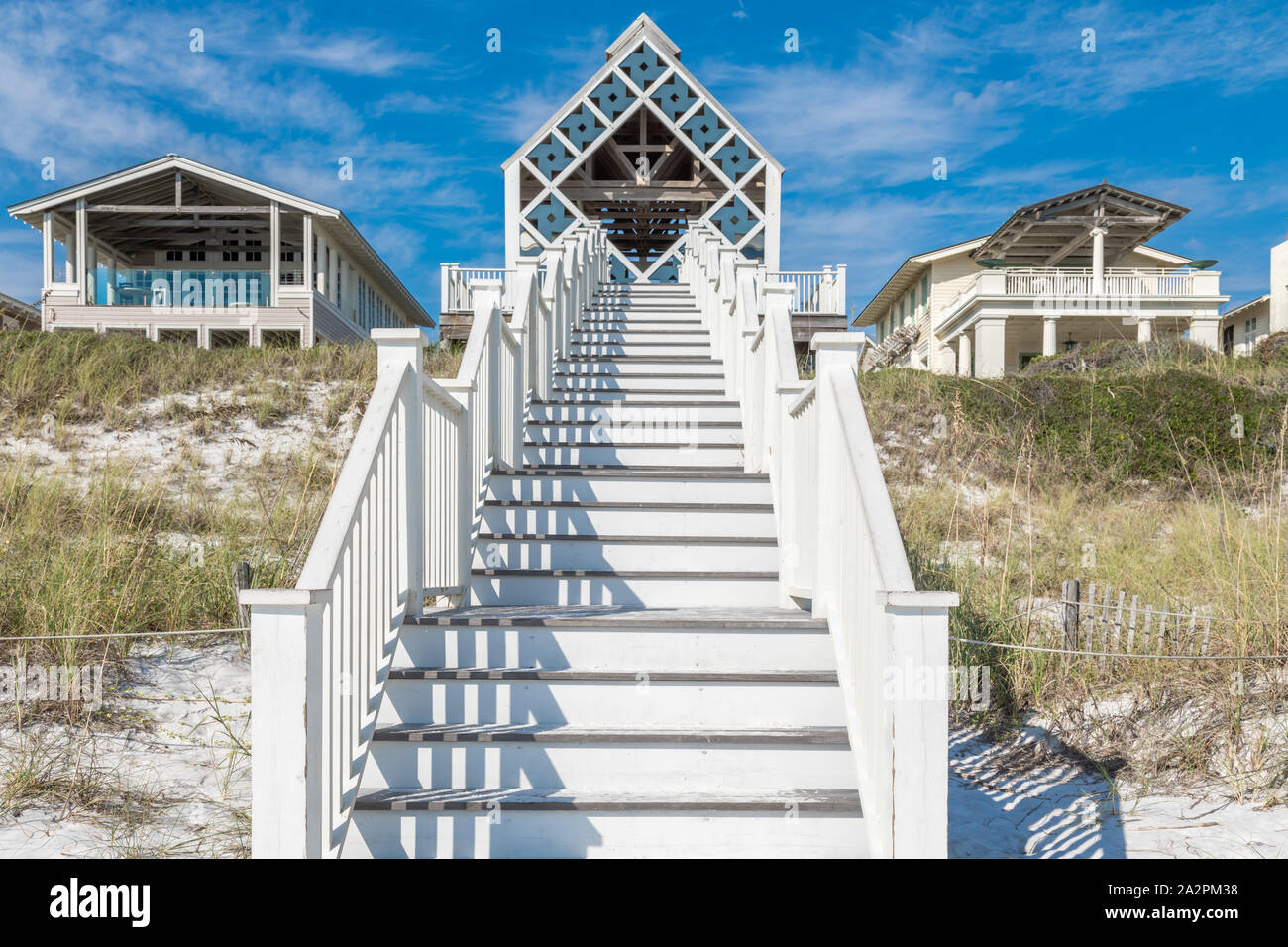 Beach access stairs at Seaside, Fl Stock Photo