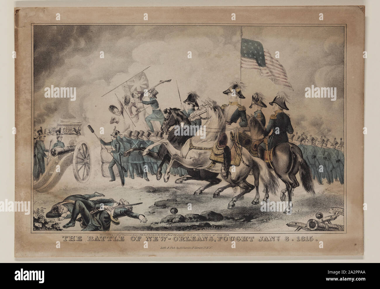 The Battle of New Orleans, Fought January 8, 1815, 1842, lithograph printed in black ink, colored by hand on wove paper, Image: 8 3/8 × 12 1/2 inches (21.3 × 31.8 cm Stock Photo