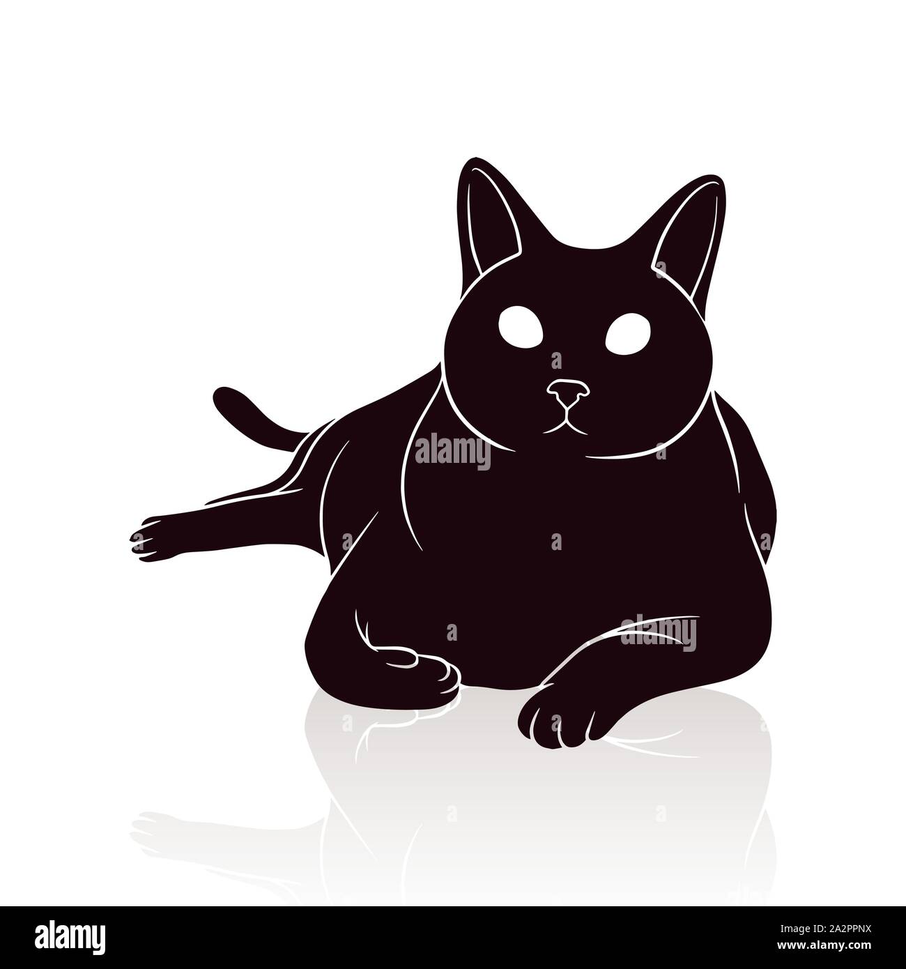 cat silhouette vector illustration isolated on white background Stock Vector